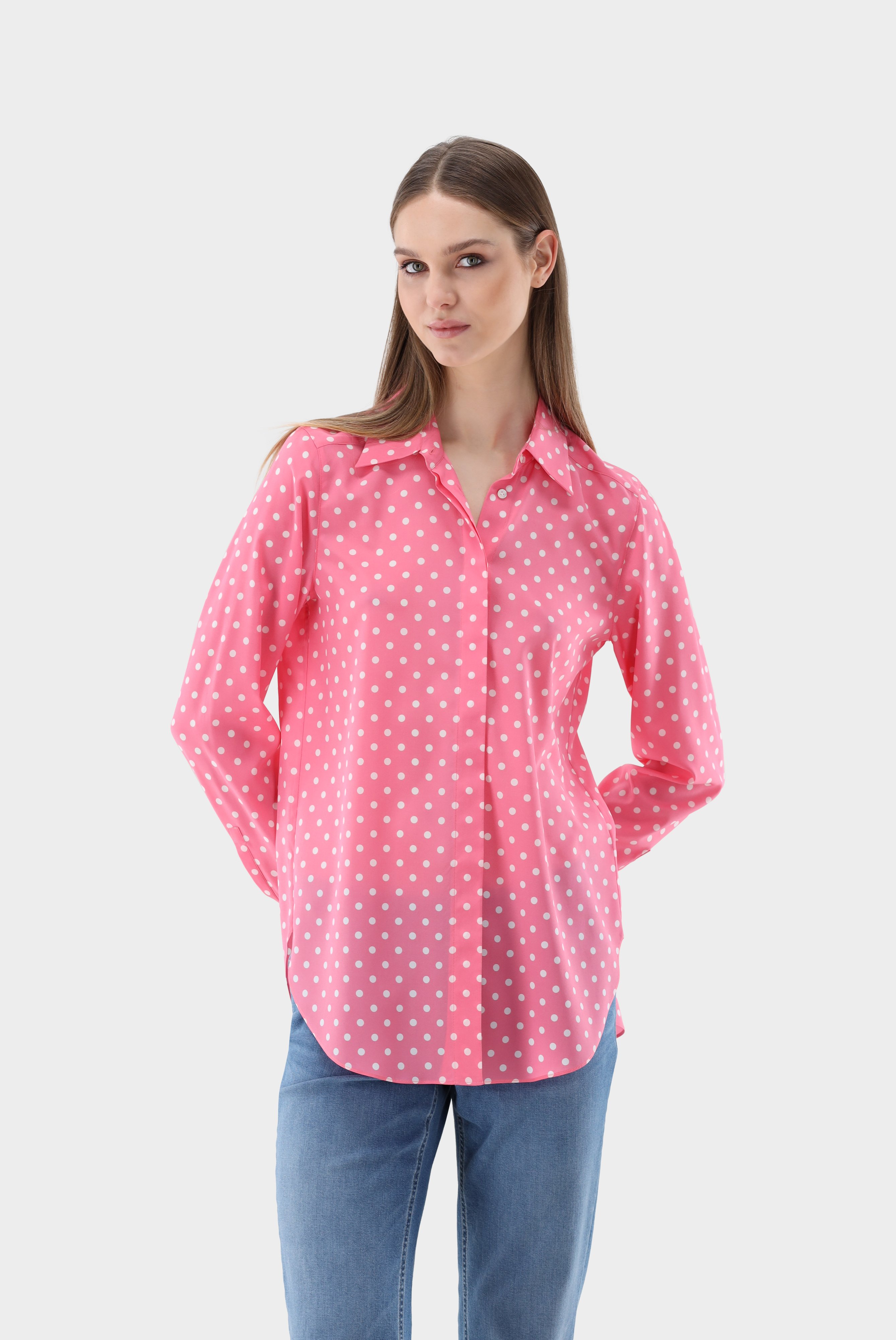 Shirt Blouse with Dot Print
