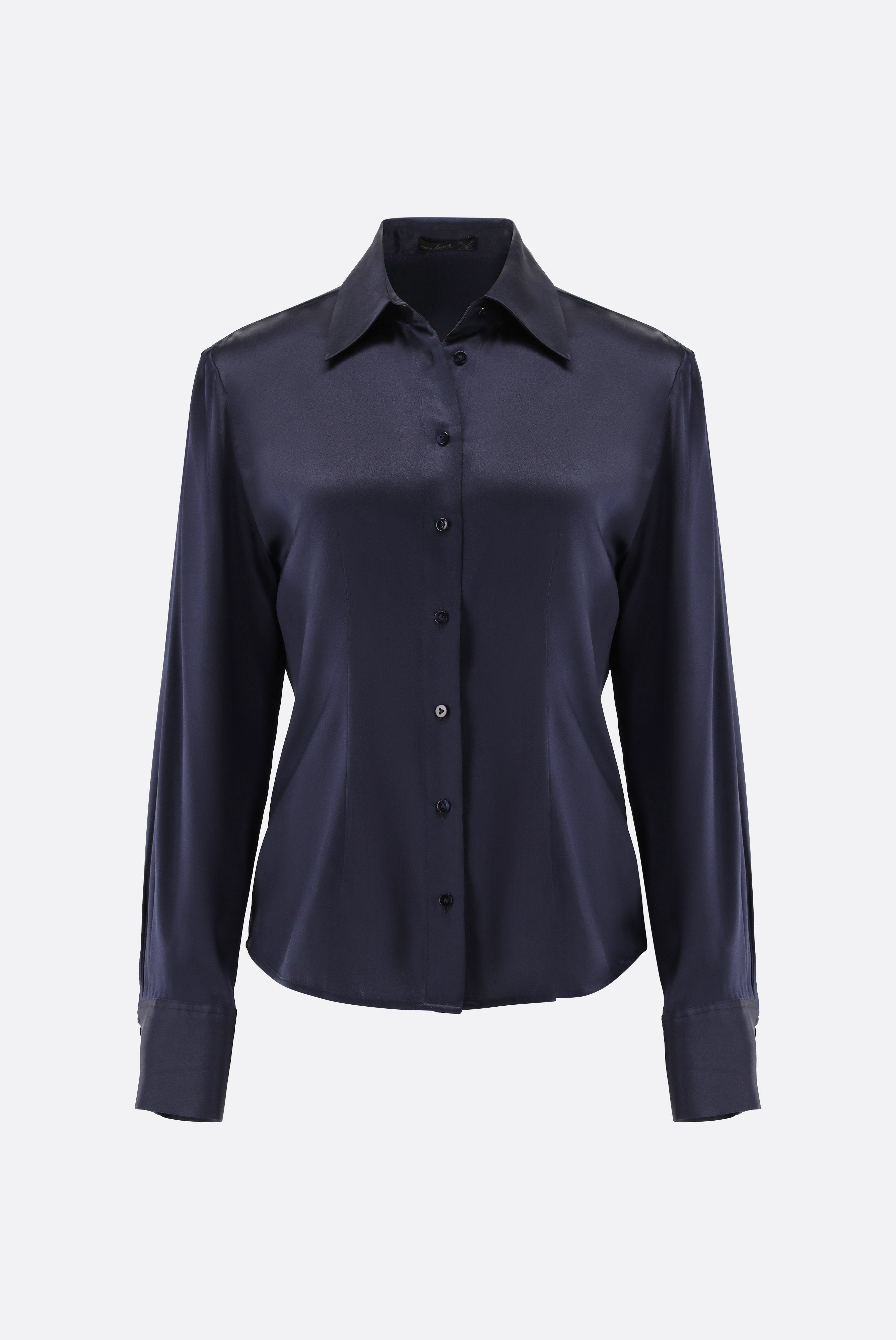 Hemdbluse tailliert aus Seidensatin-Stretch günstig online kaufen