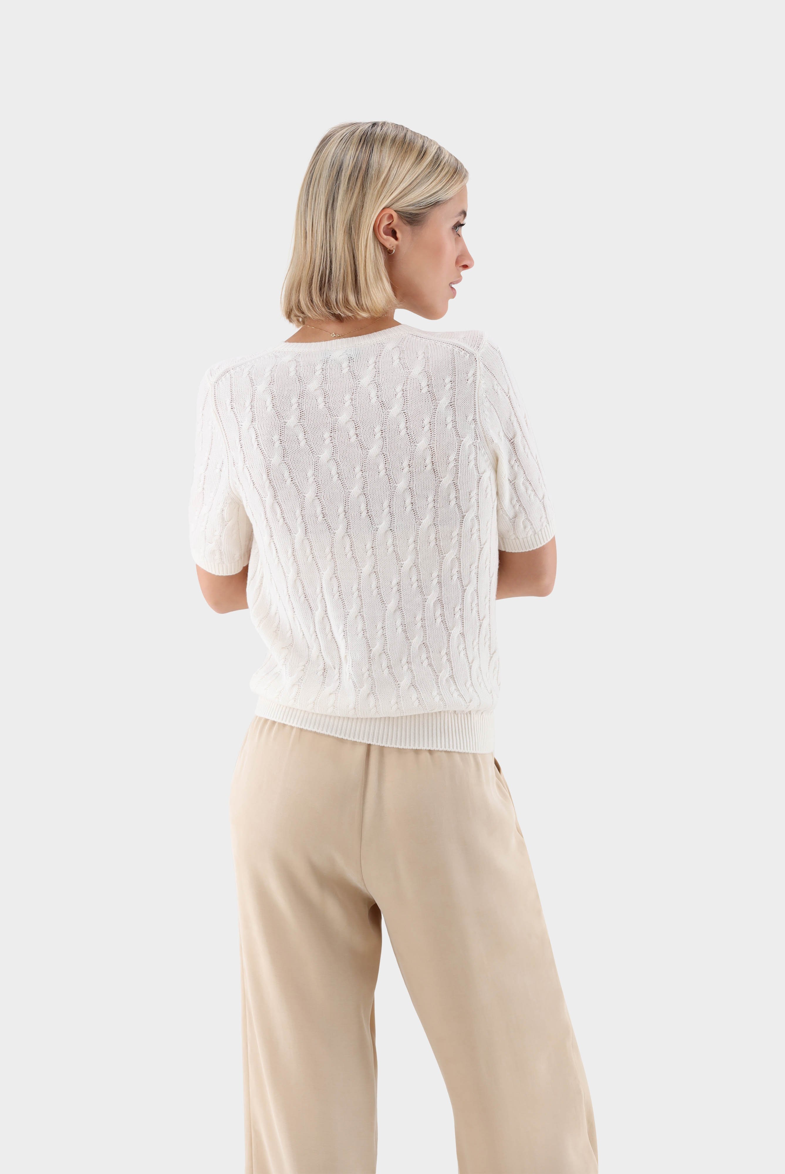 Sweaters & Cardigans+T-Shirt in Lightweight Summer Wool Cable Knit+09.9754..S00254.100.XS