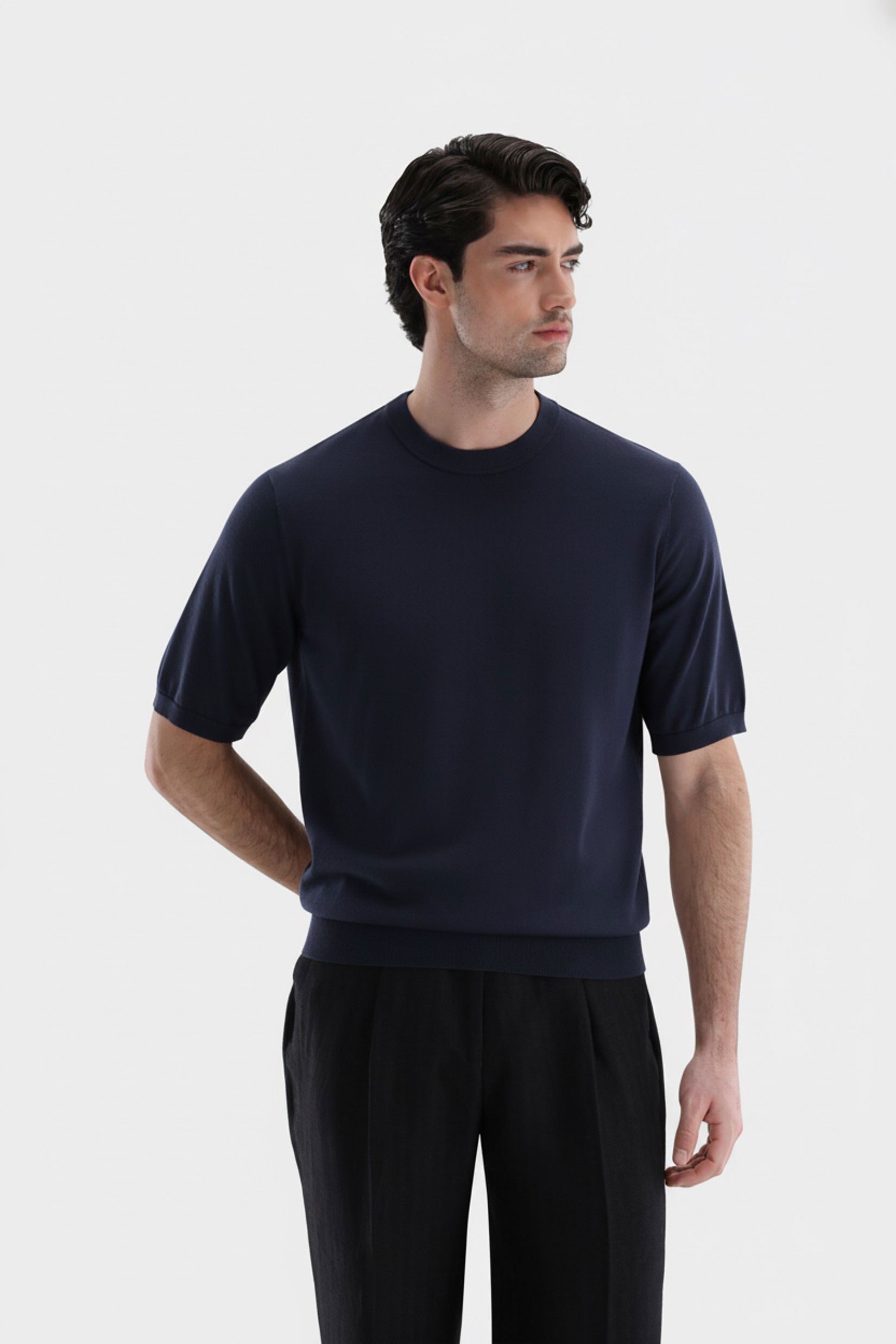 Strick T-Shirt mit Baumwolle und Seide