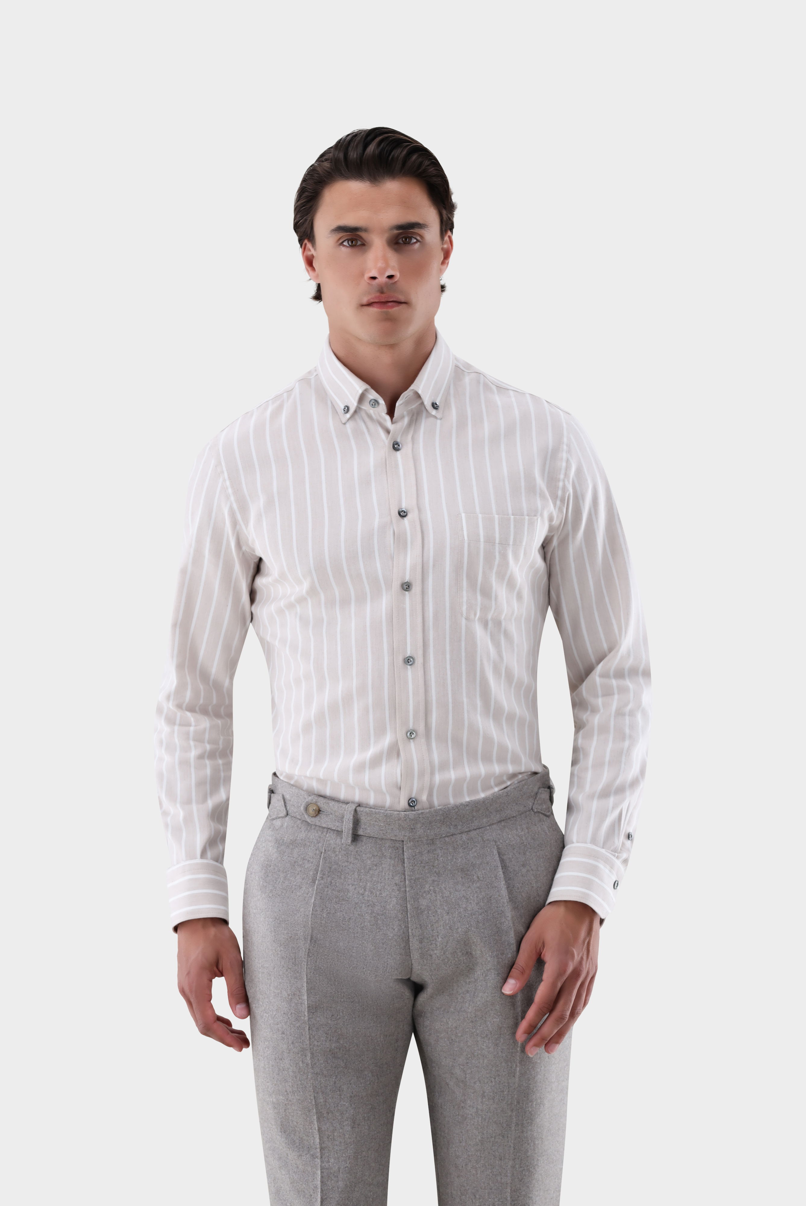 Flanellhemd mit Button Down Kragen Tailor Fit