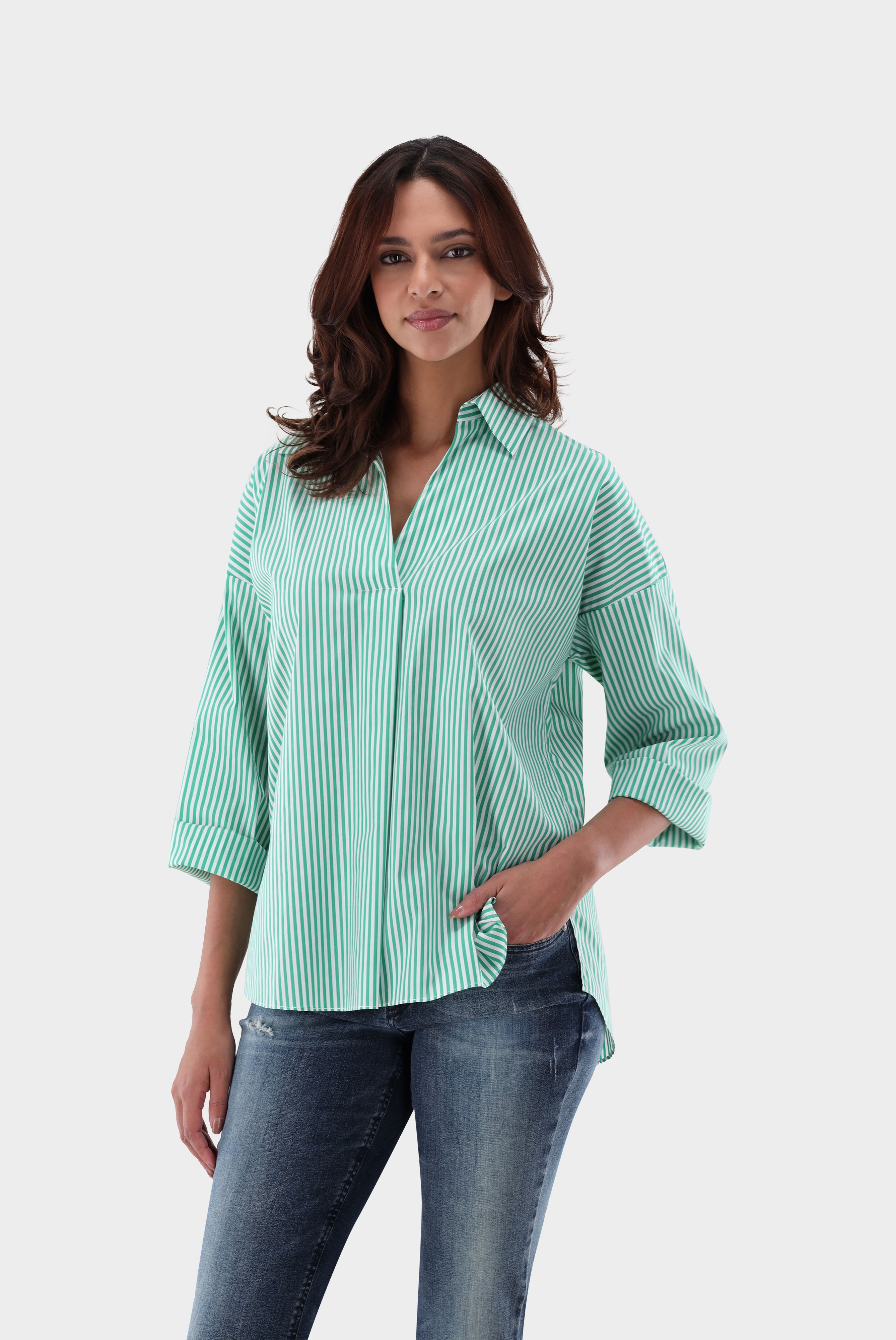 Schlupfbluse locker geschnitten und gestreift