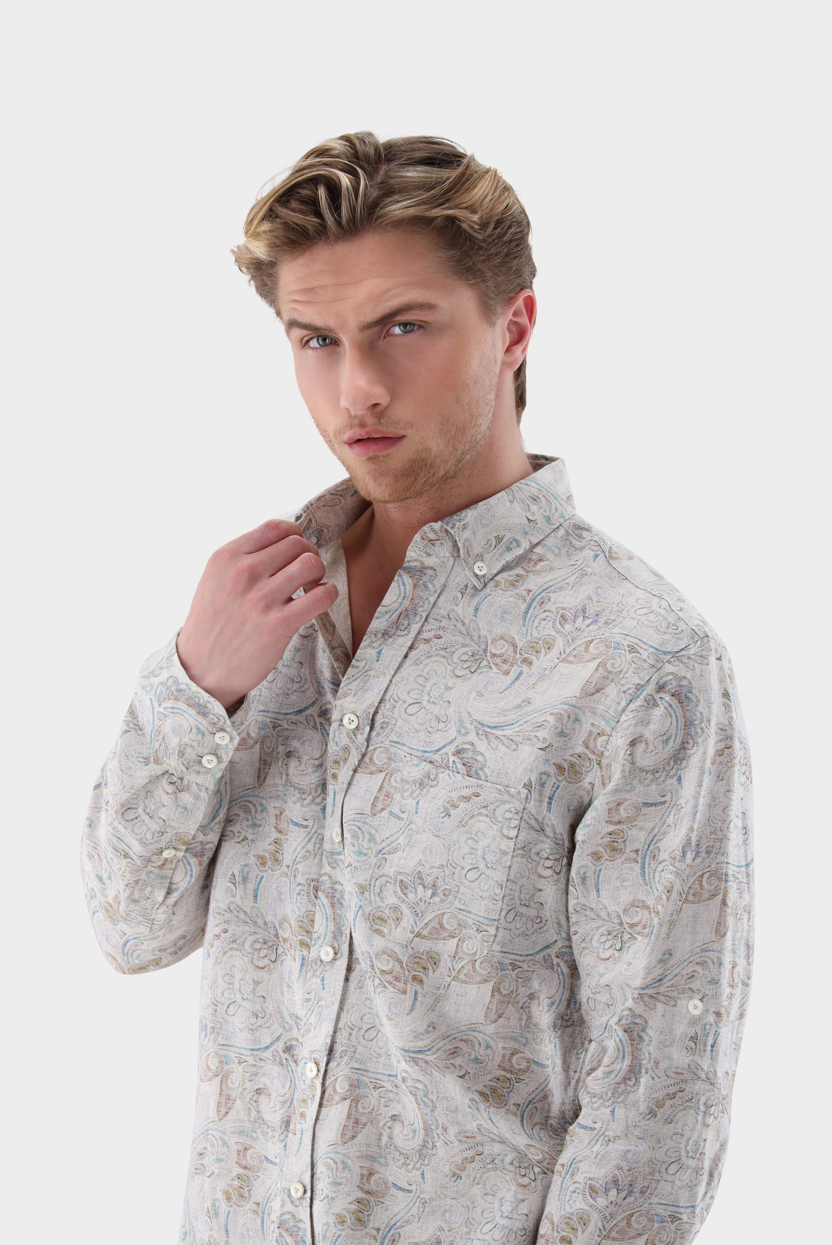 Casual Shirts+Linen Paisley-Printed Shirt Tailor Fit+20.2013.C4.172036.118.40