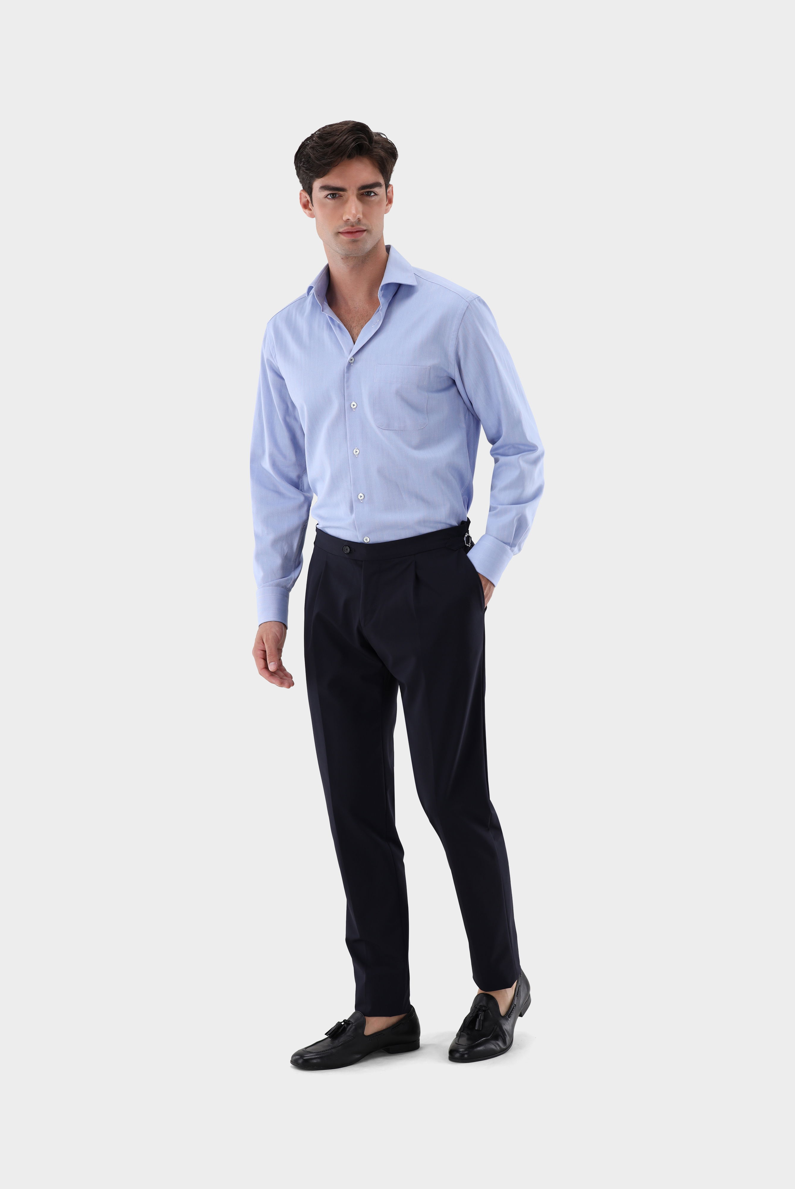Hemd mit Fischgrat Muster Tailor Fit günstig online kaufen