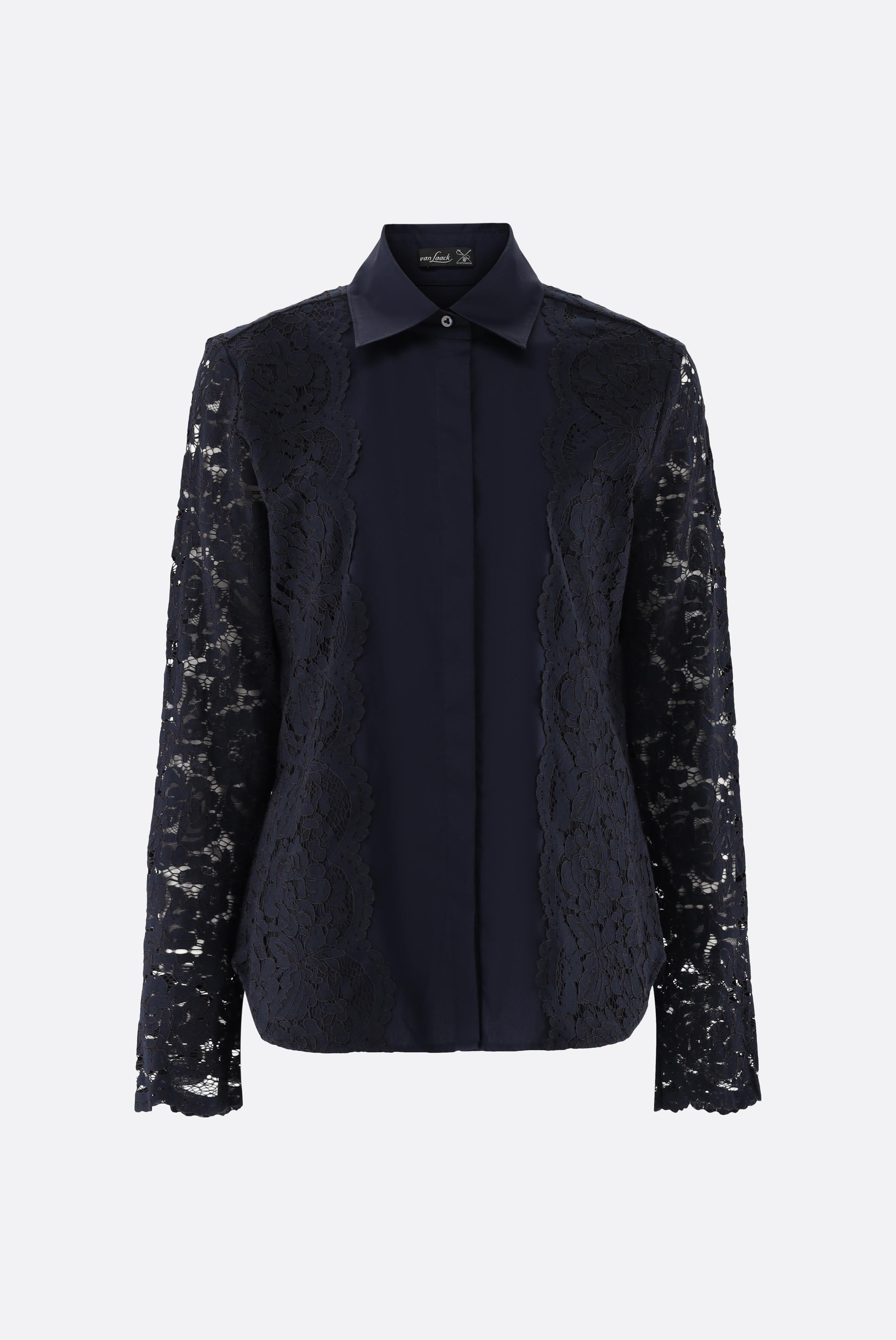 Hemdbluse mit Spitzenärmeln