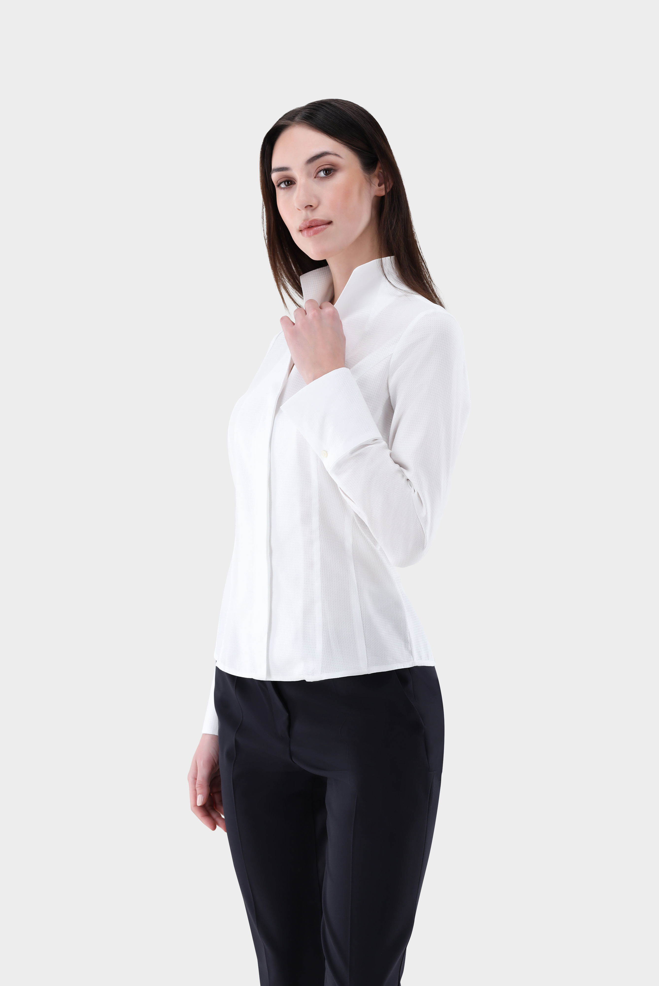 Wrinkle Free Twill Chalice Collar Blouse