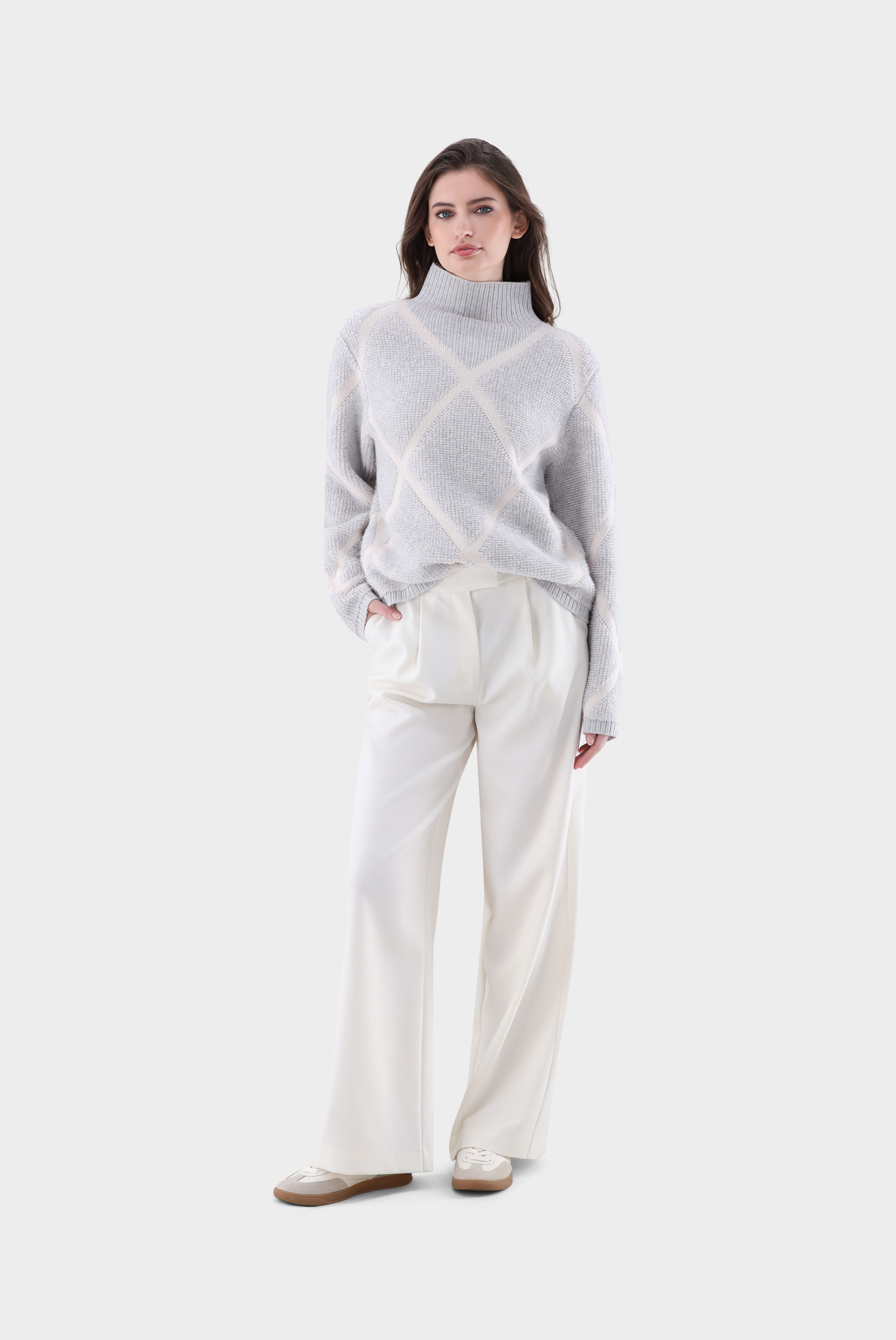 Rollkragenpullover mit 3D-Jacquard günstig online kaufen