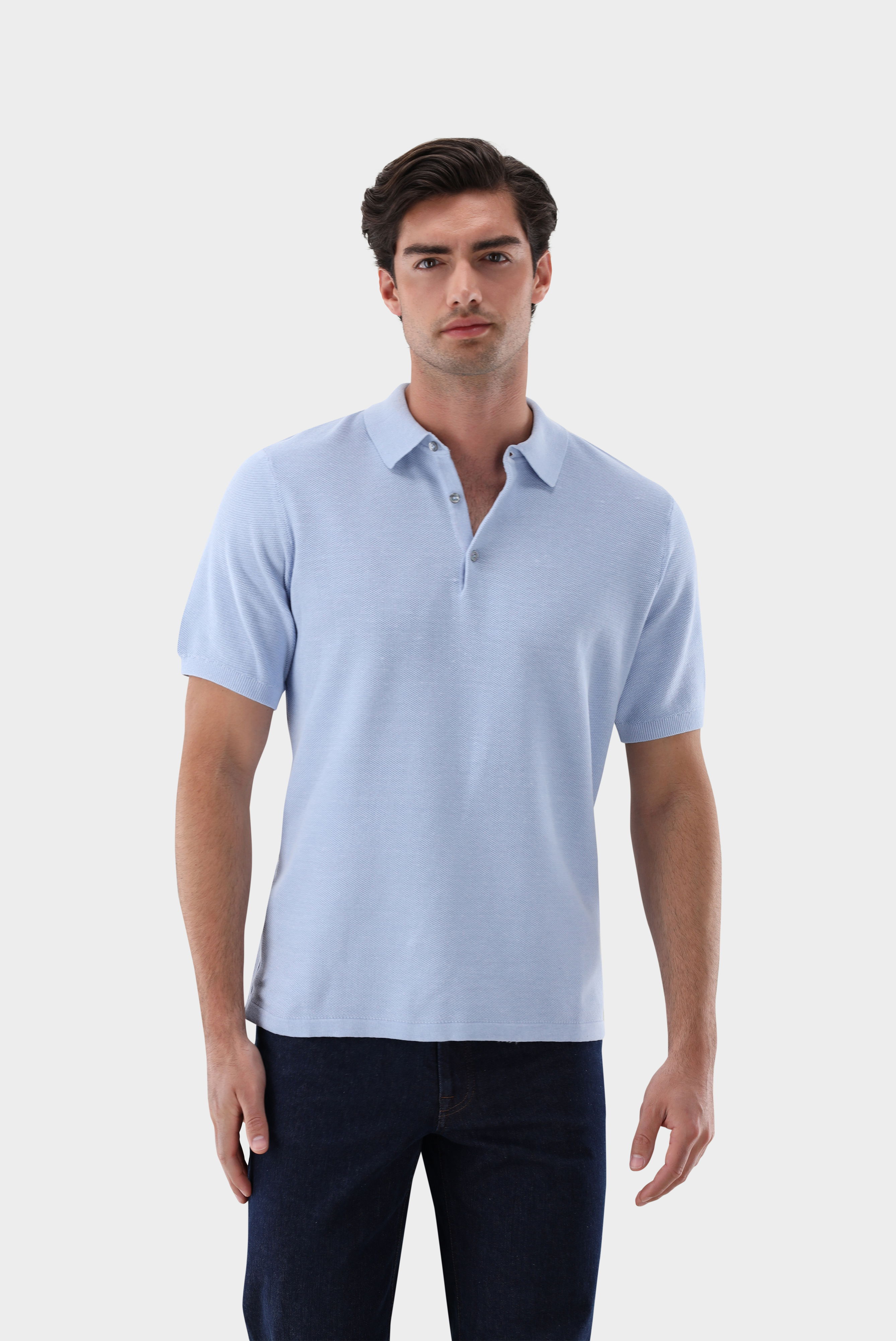 Strick-Poloshirt mit Reiskorn Optik