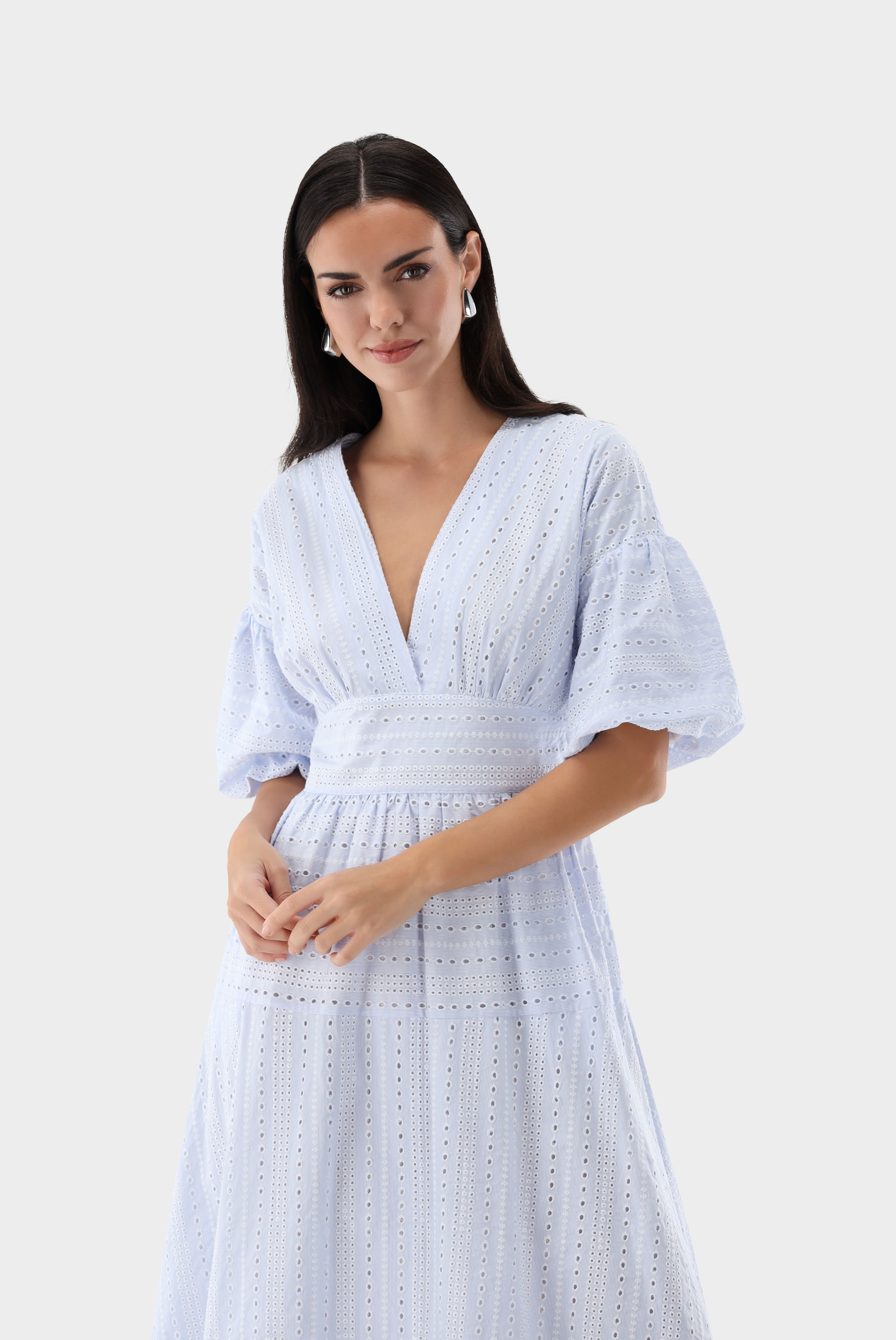 Midikleid mit Lochstickerei