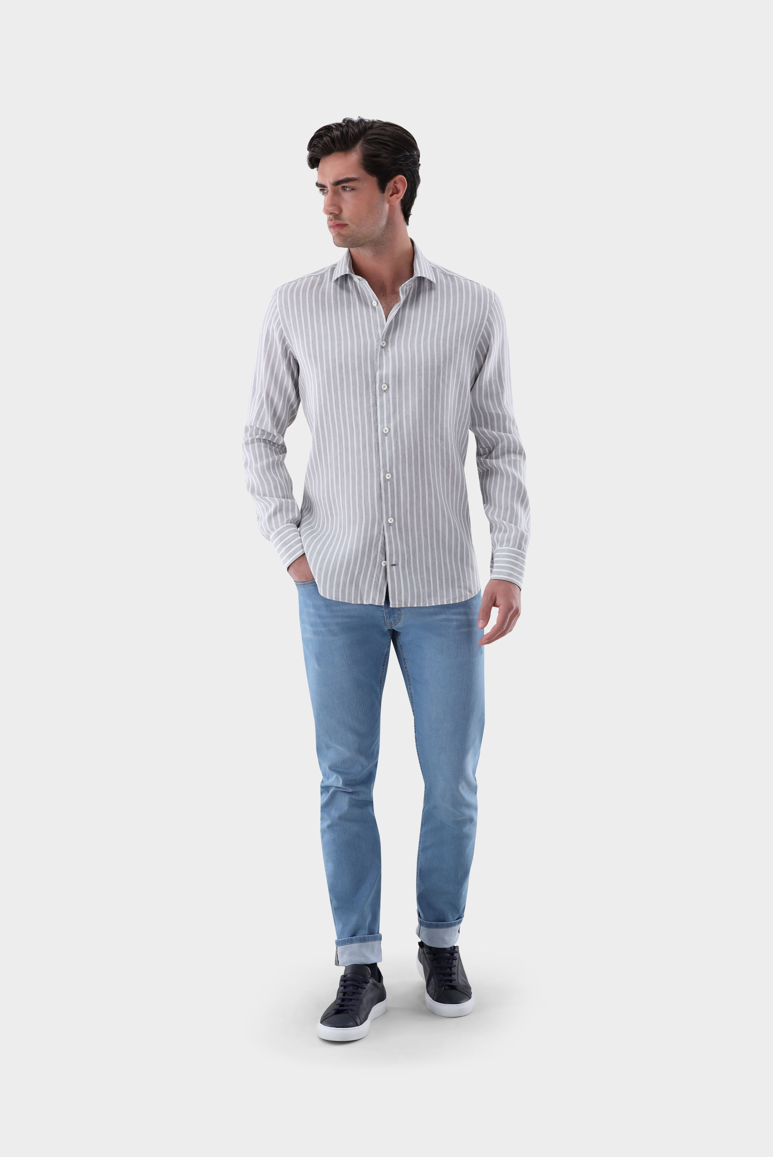 Gestreiftes Hemd aus Tencel und Leinen günstig online kaufen