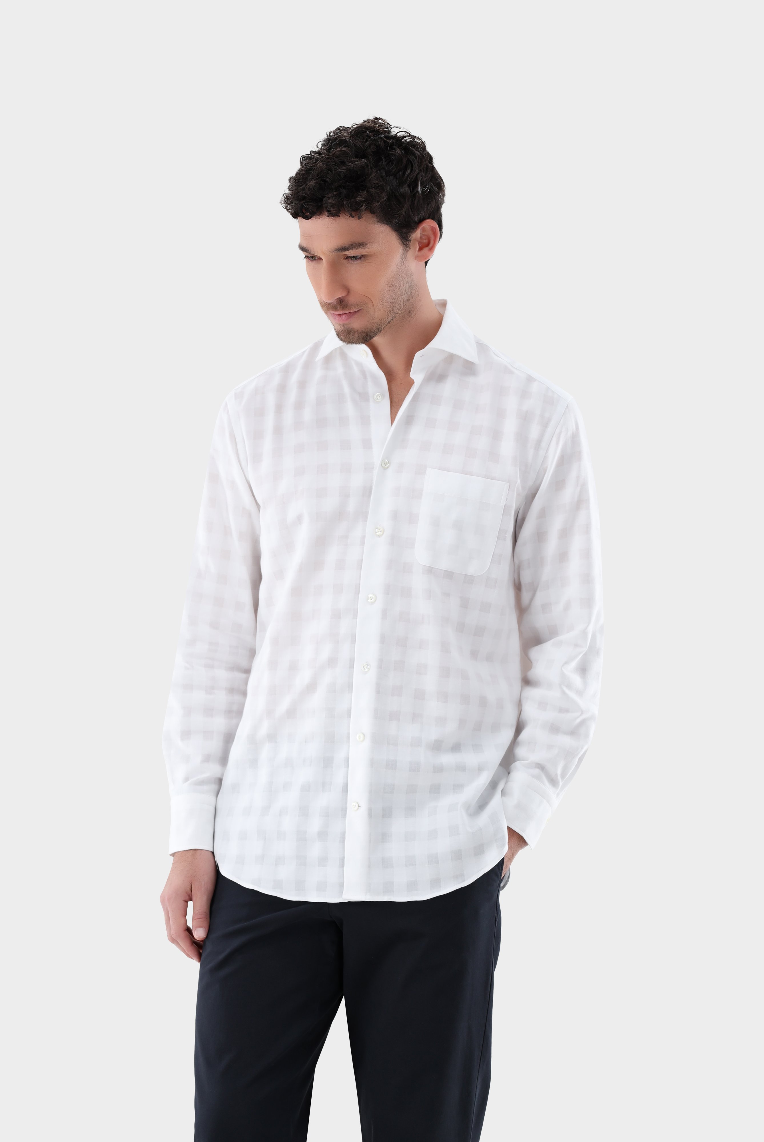 Checked twill shirt Comfort Fit