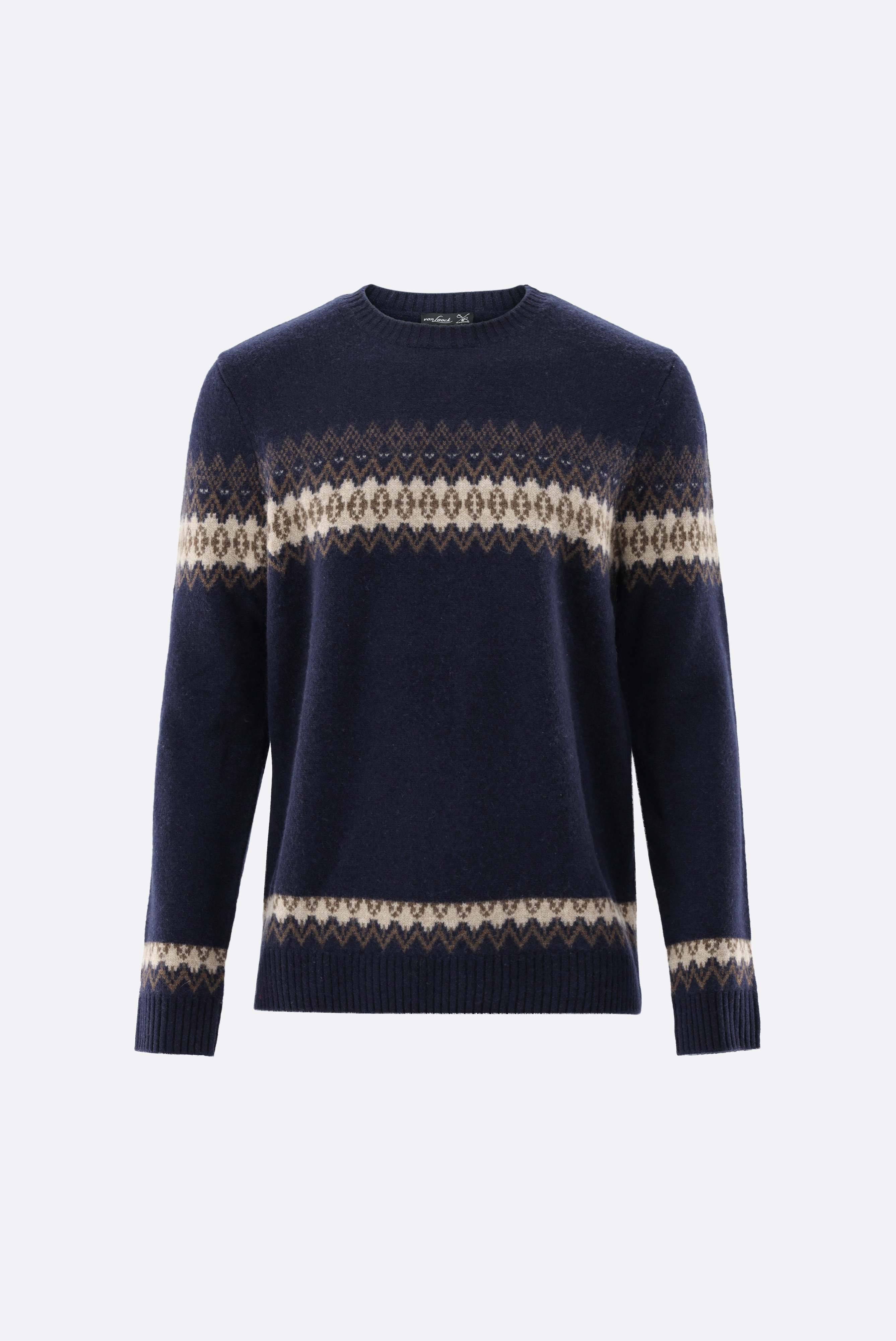 Crewneck with cashmere and argyle pattern