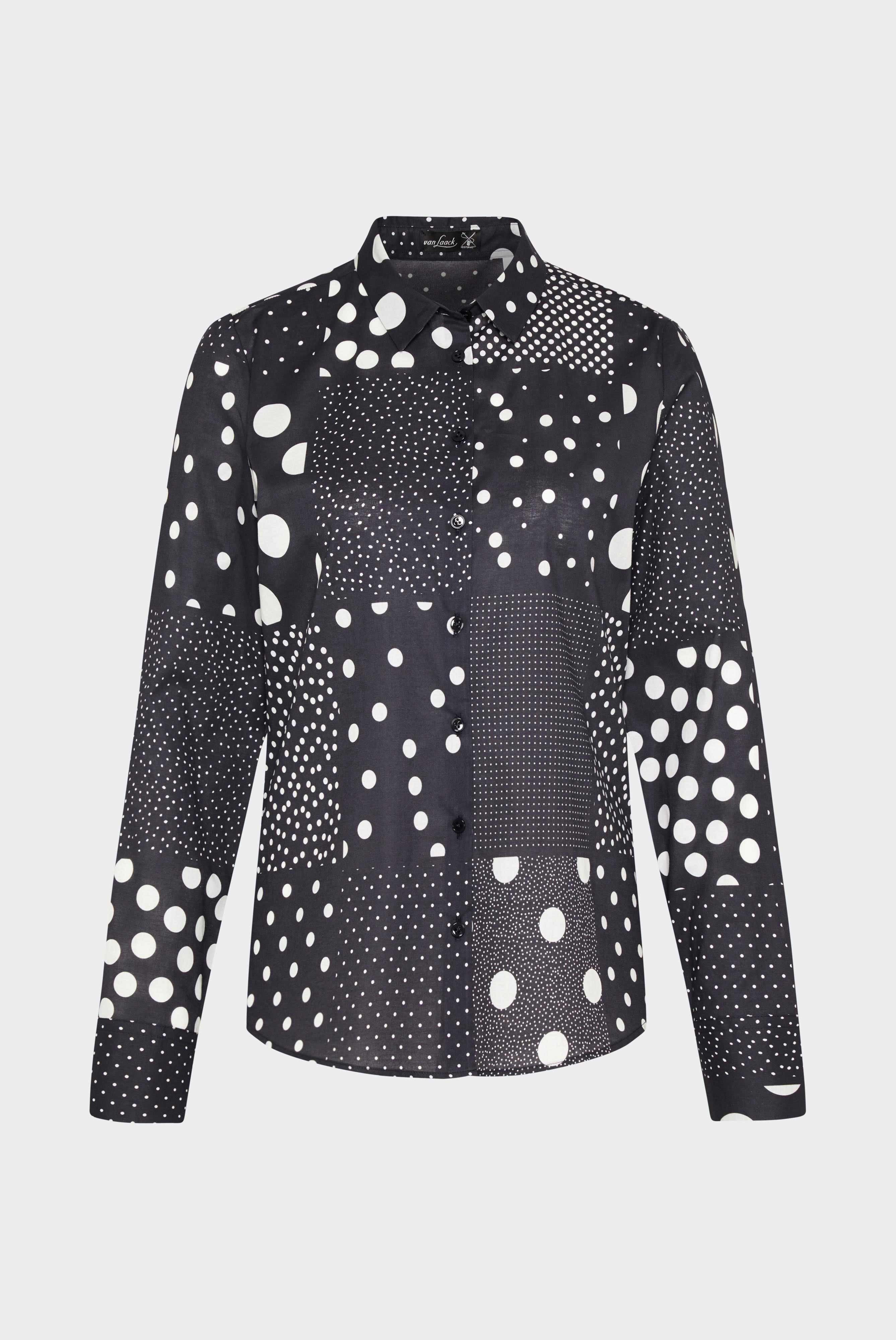 Casual Blouses+Shirt blouse with patchwork dot print blue+05.511Z..170257.790.36