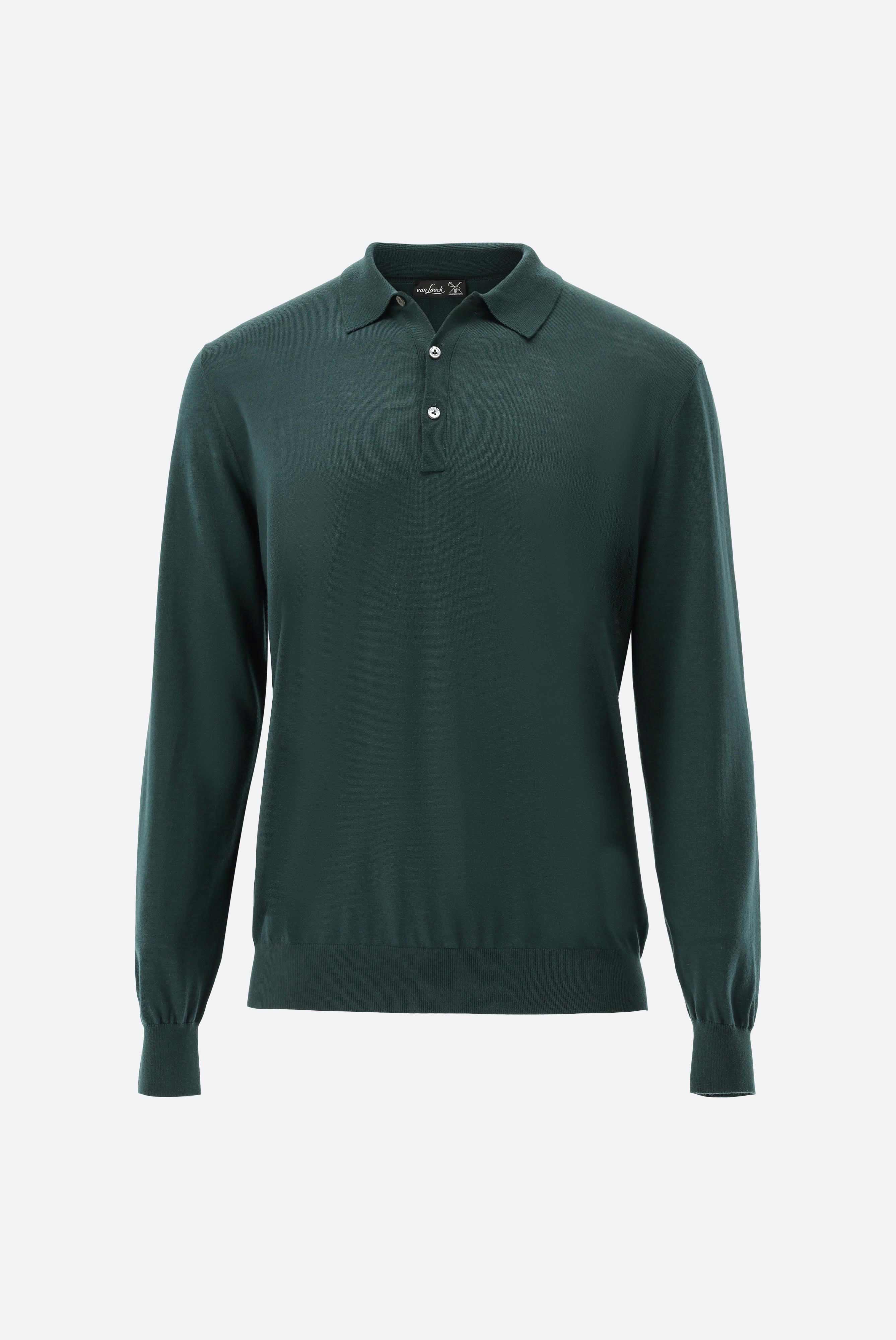 Knit Polo longsleeve in ultrafine merino