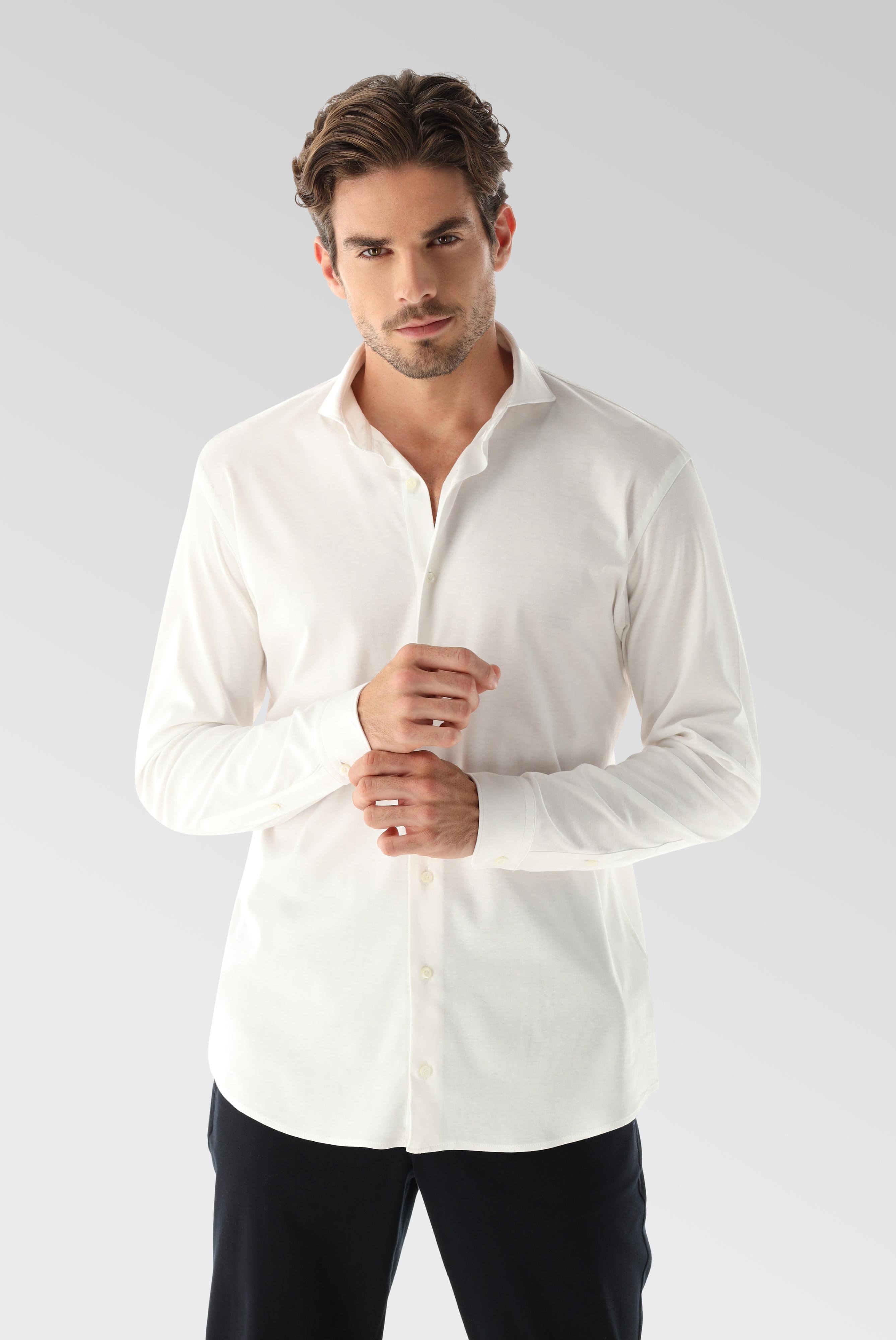 Bügelleichte Hemden+Jersey Hemd mit glänzender Optik Tailor Fit+20.1683.UC.180031.000.X4L