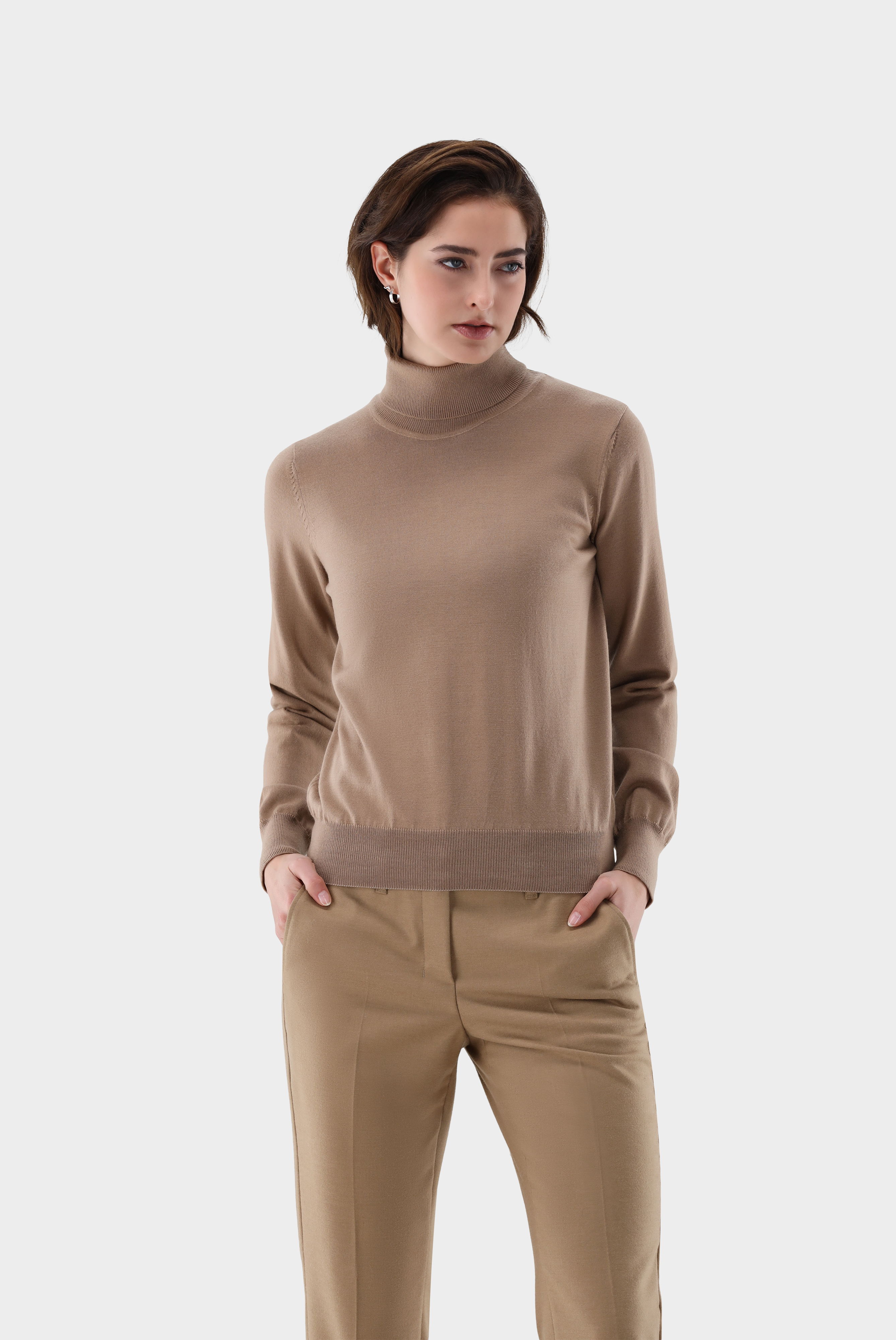Rollkragenpullover aus Merzerisierter Merinowolle