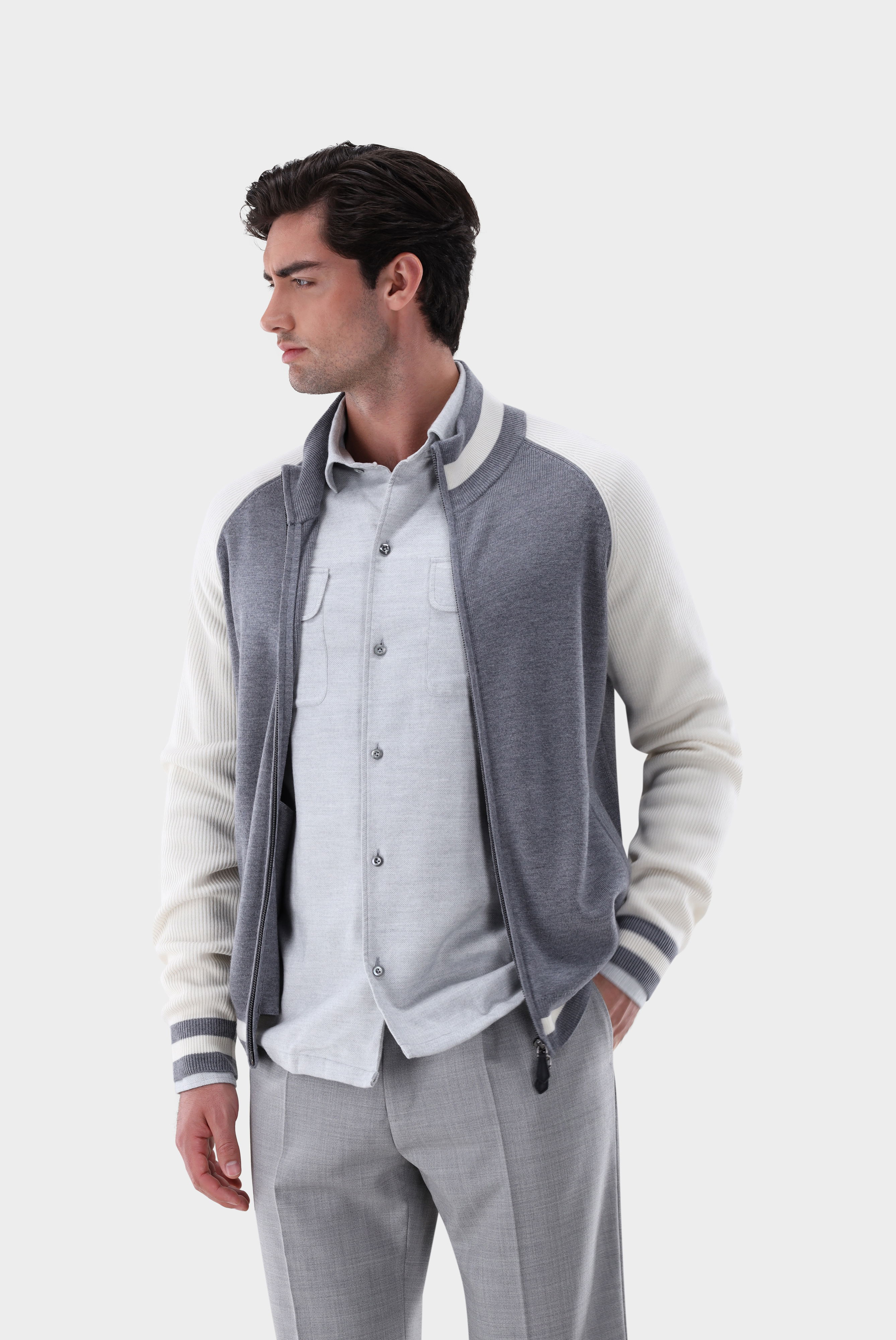 Collegejacke aus Merino Strick
