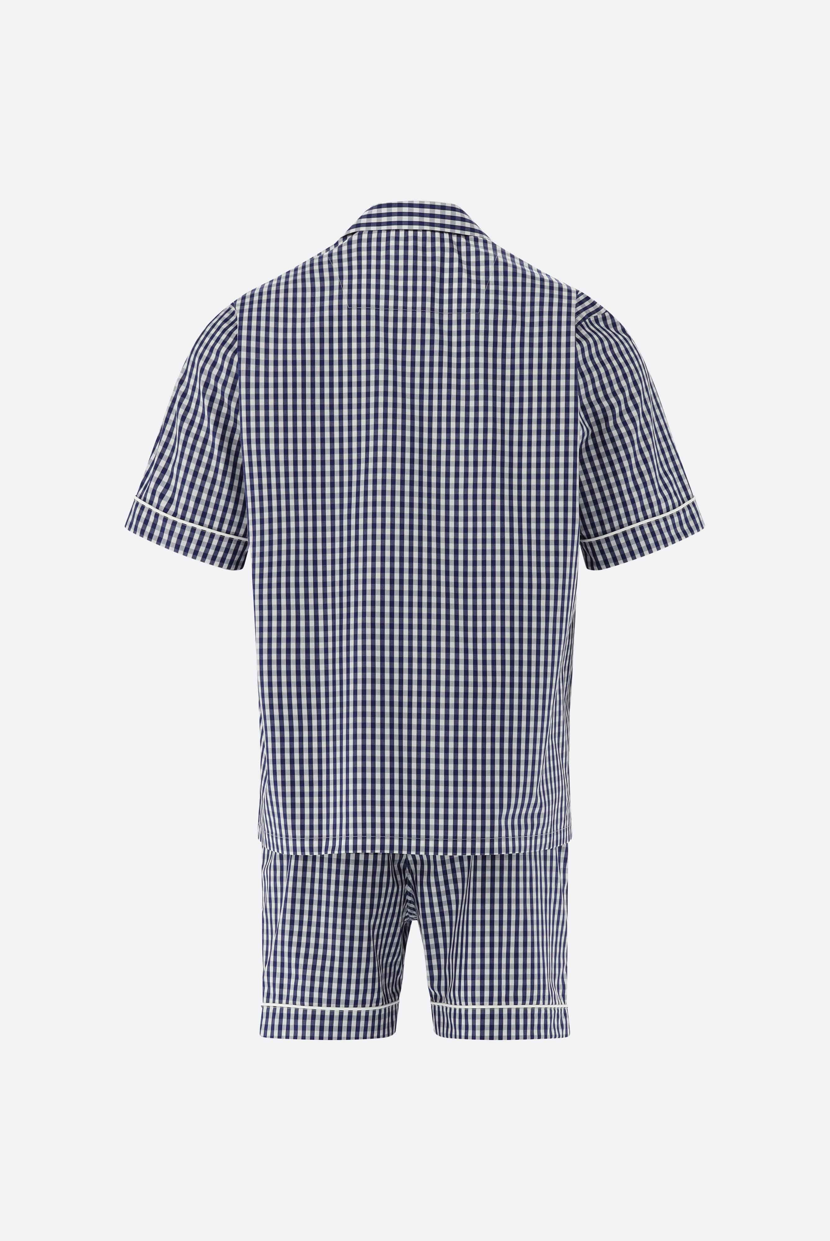 Pyjamas+Checked Poplin Short Pyjamas with Piping Details+91.1150.UL.156397.780.48