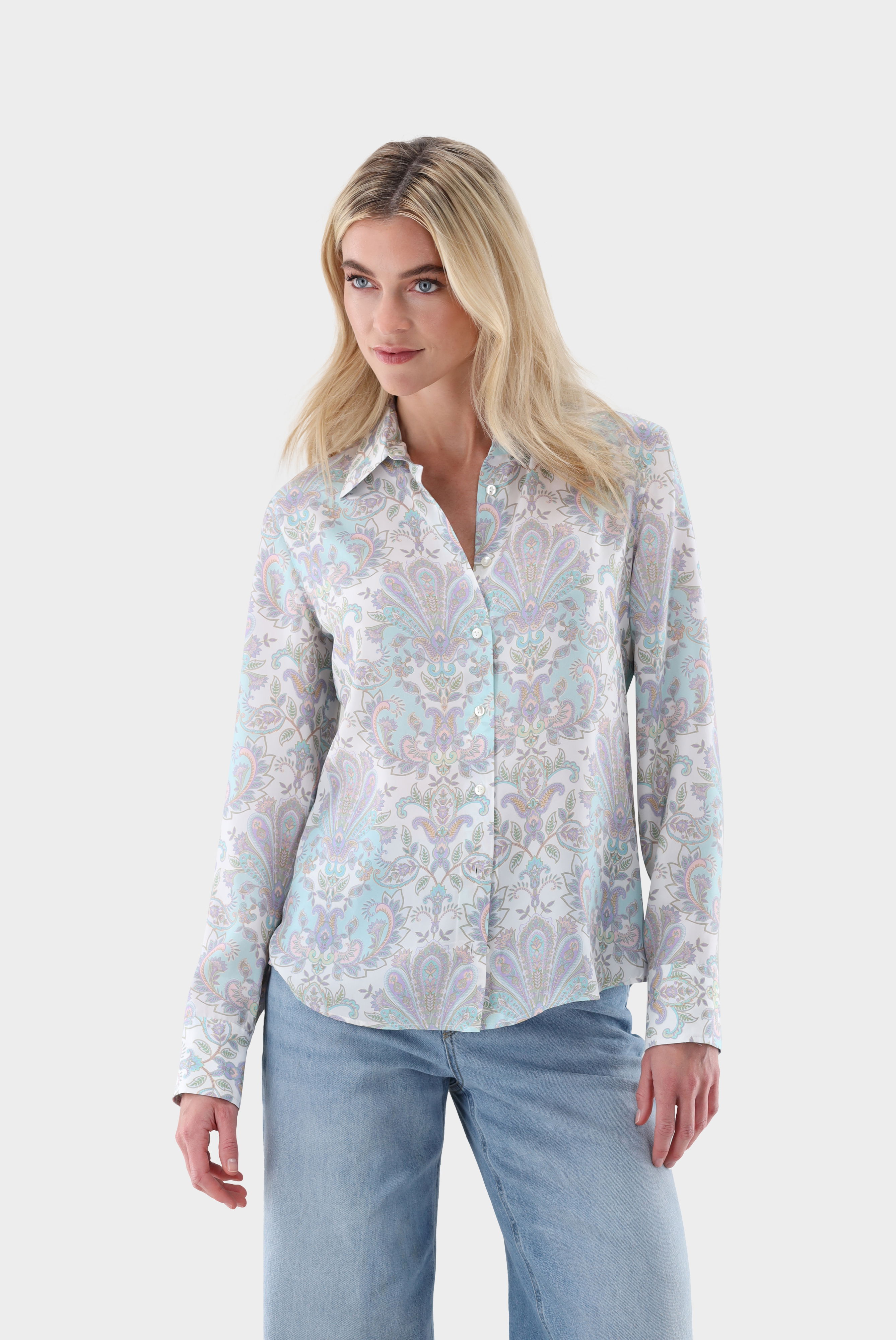 Hemdbluse aus Seide mit Paisley-Druck