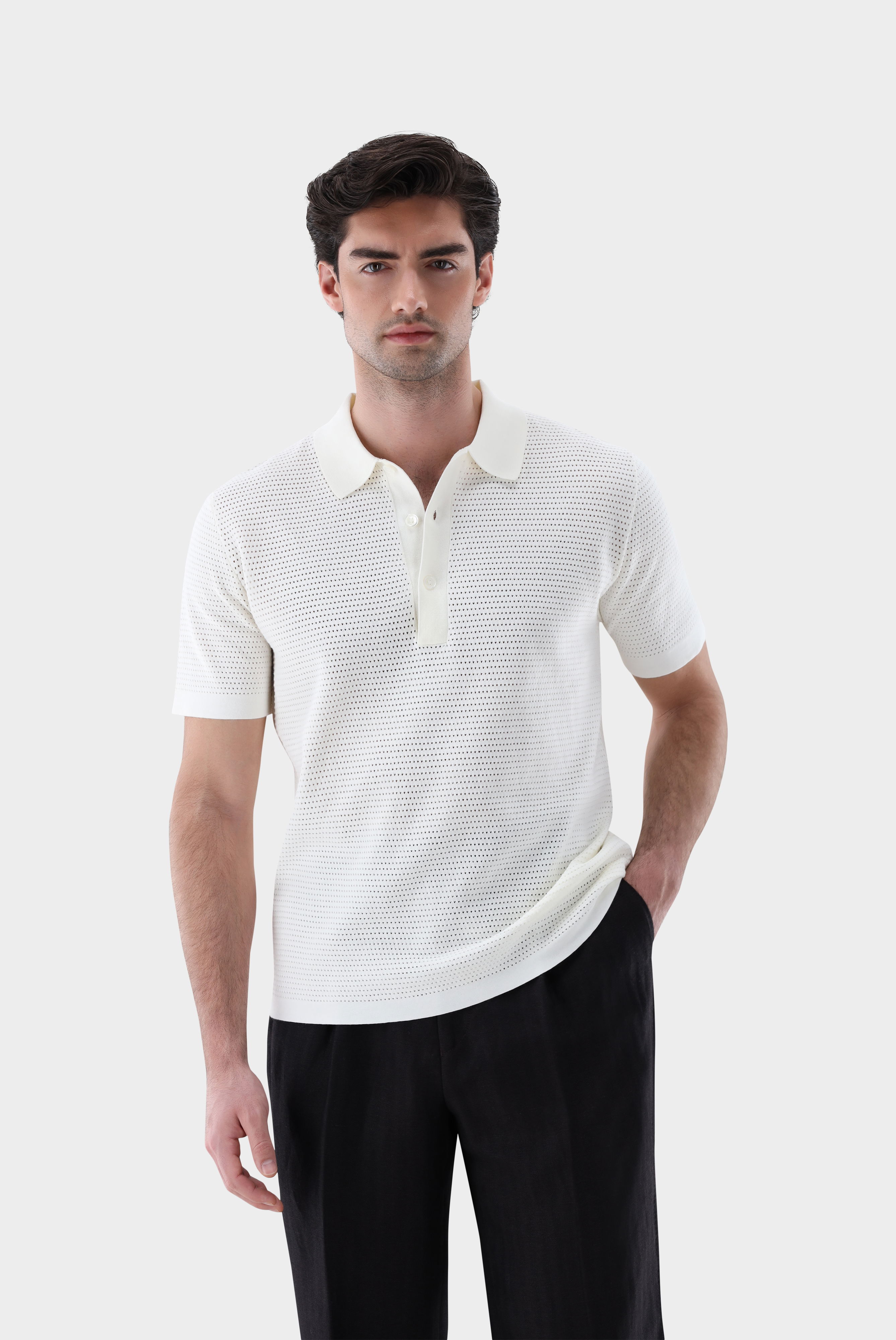 Strick Polo mit Retro Struktur