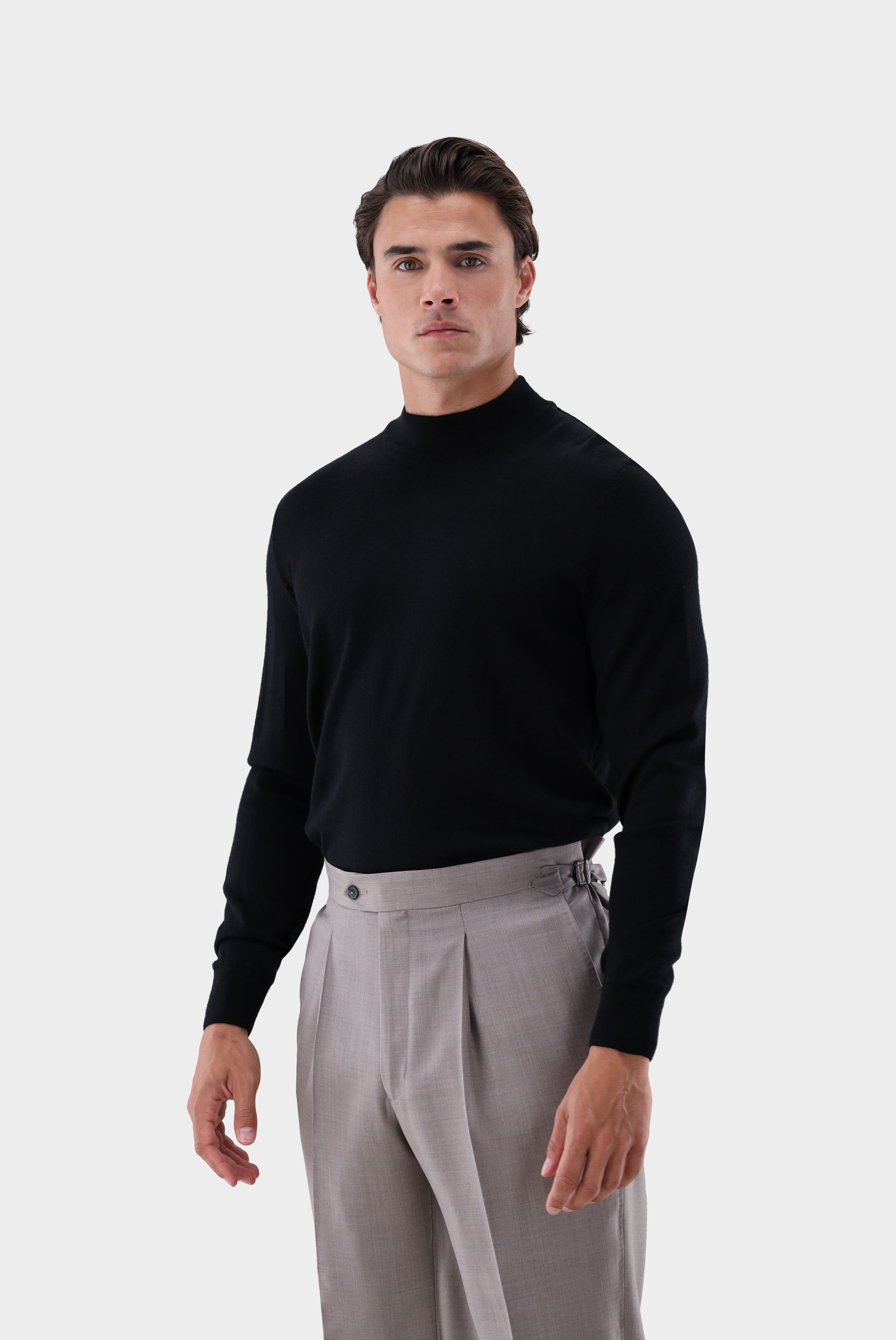 Stehkragenpullover aus Merzerisierter Merinowolle