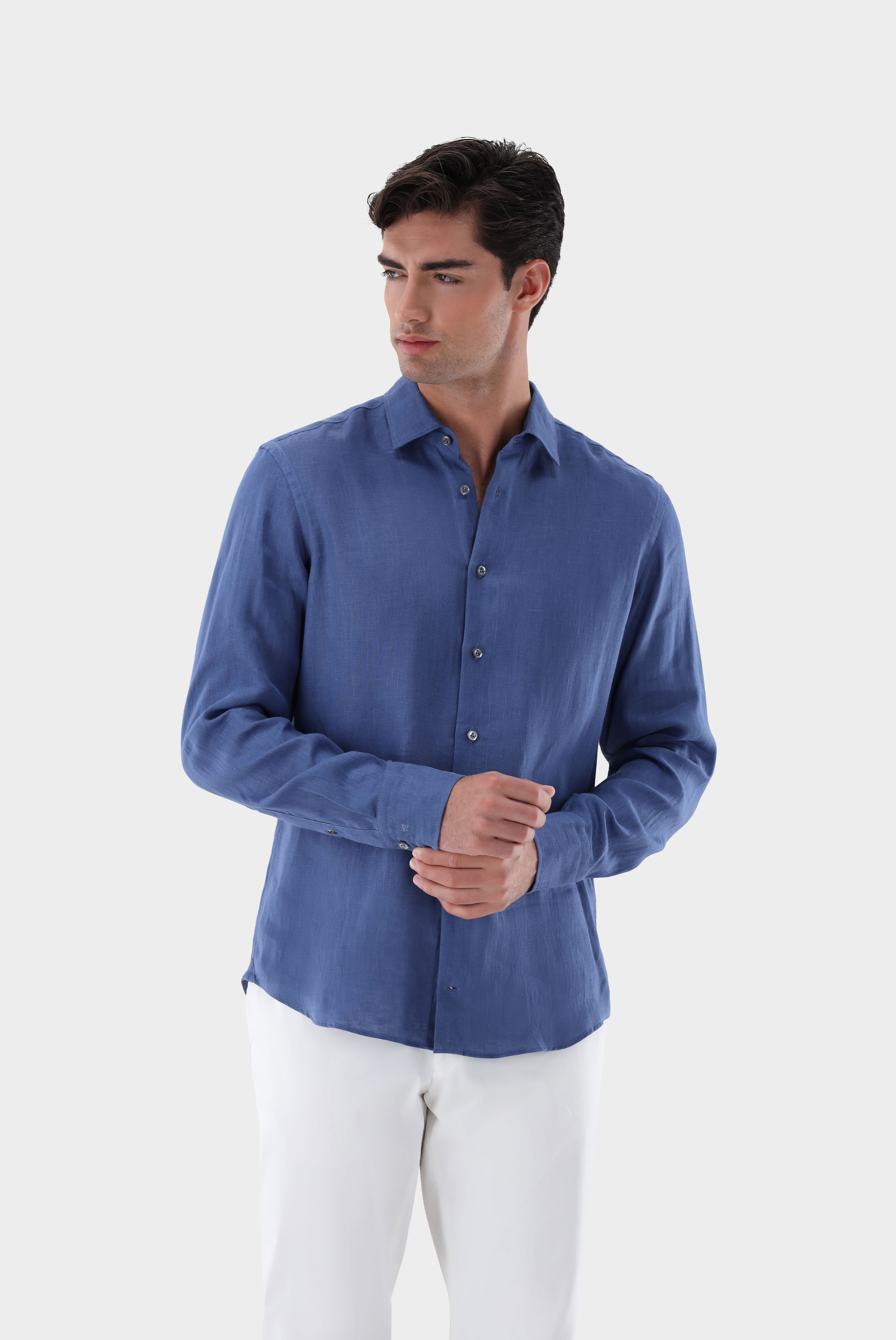 Leinenhemd mit Kent-Kragen Tailor Fit