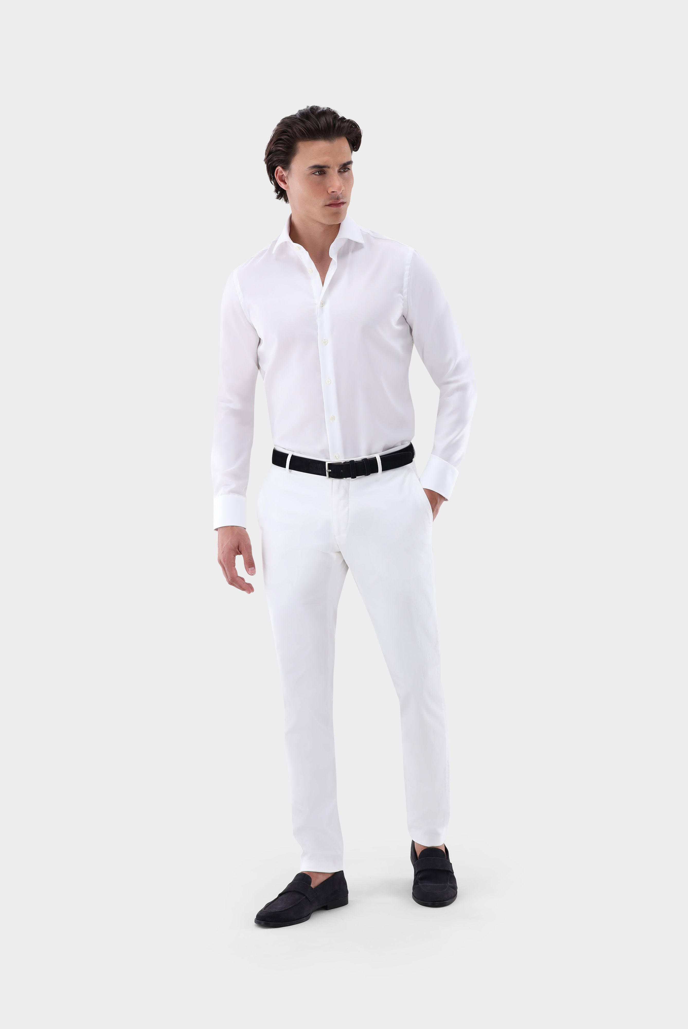 Bügelfreies Businesshemd aus Natté-Gewebe Slim Fit günstig online kaufen