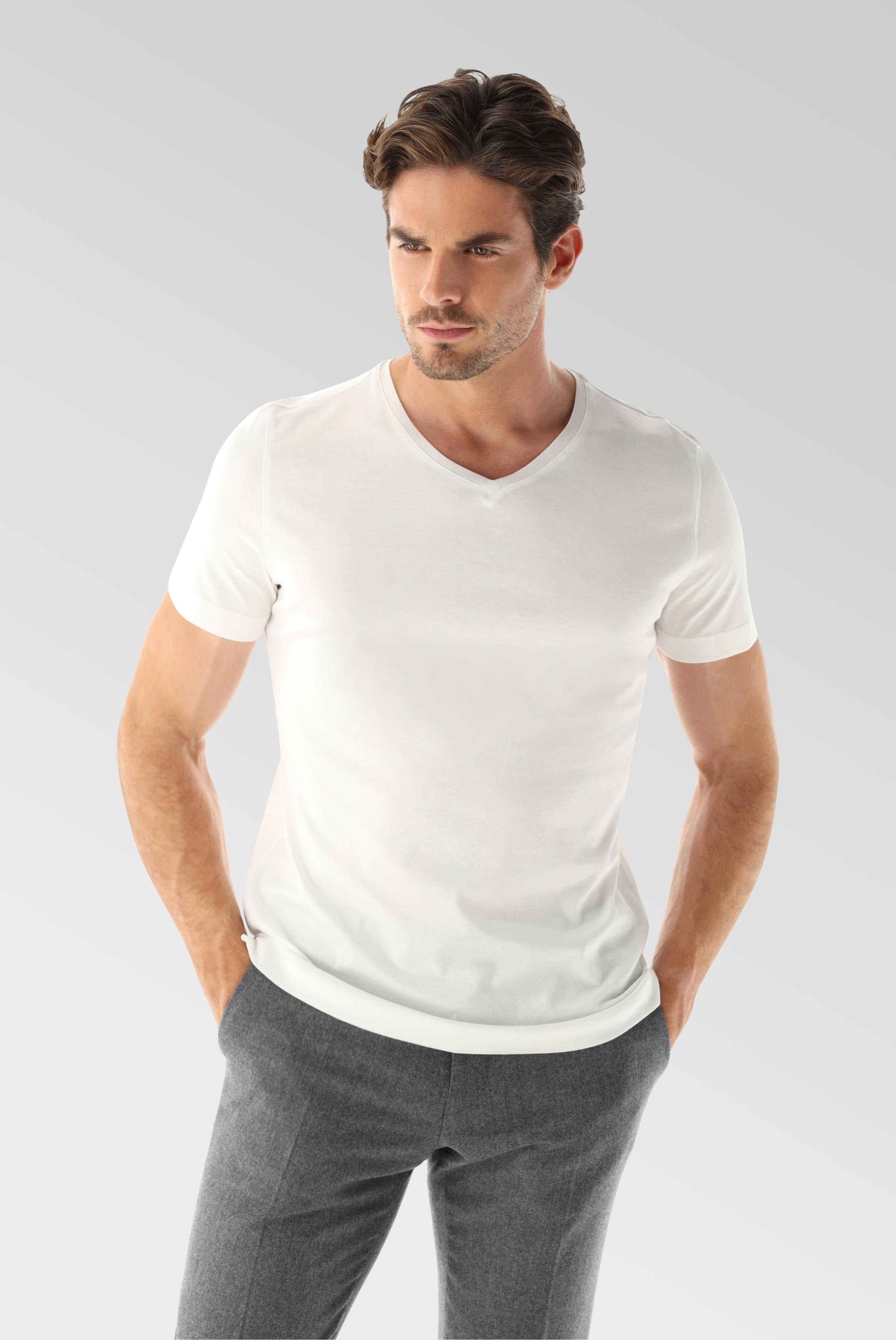T-Shirts+V-Ausschnitt Jersey T-Shirt Slim Fit+20.1715.UX.180031.000.X3L