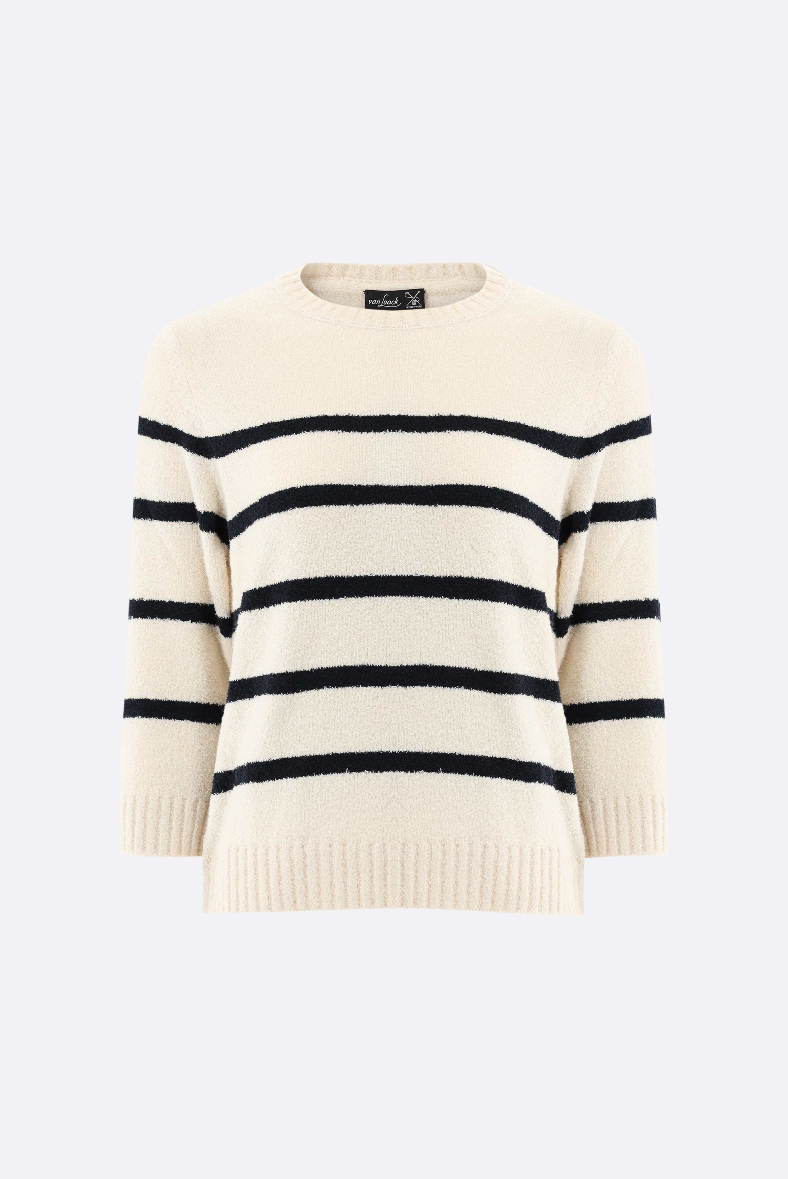 Striped sweater made of bouclé knit