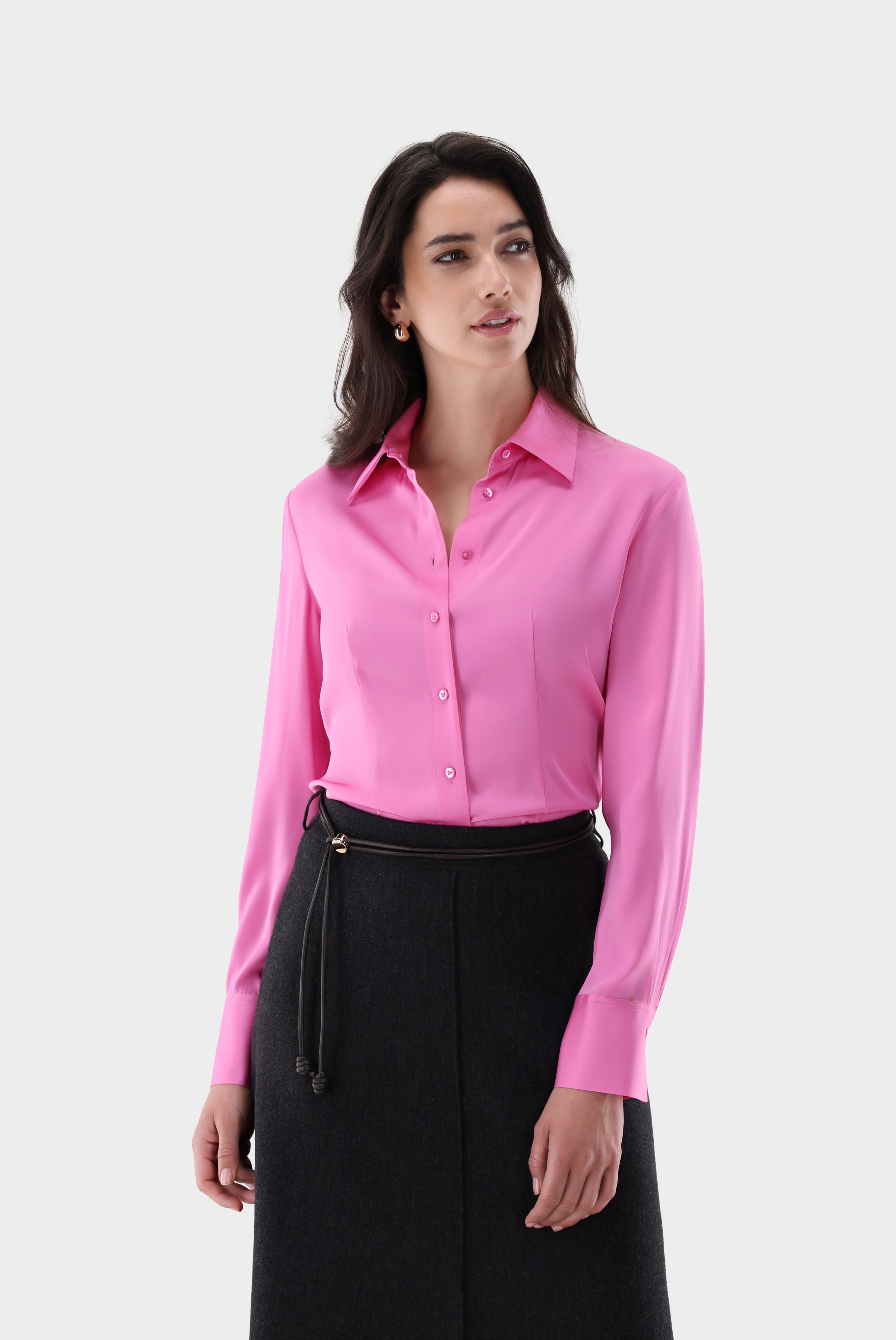 Hemdbluse aus Seide mit Stretch