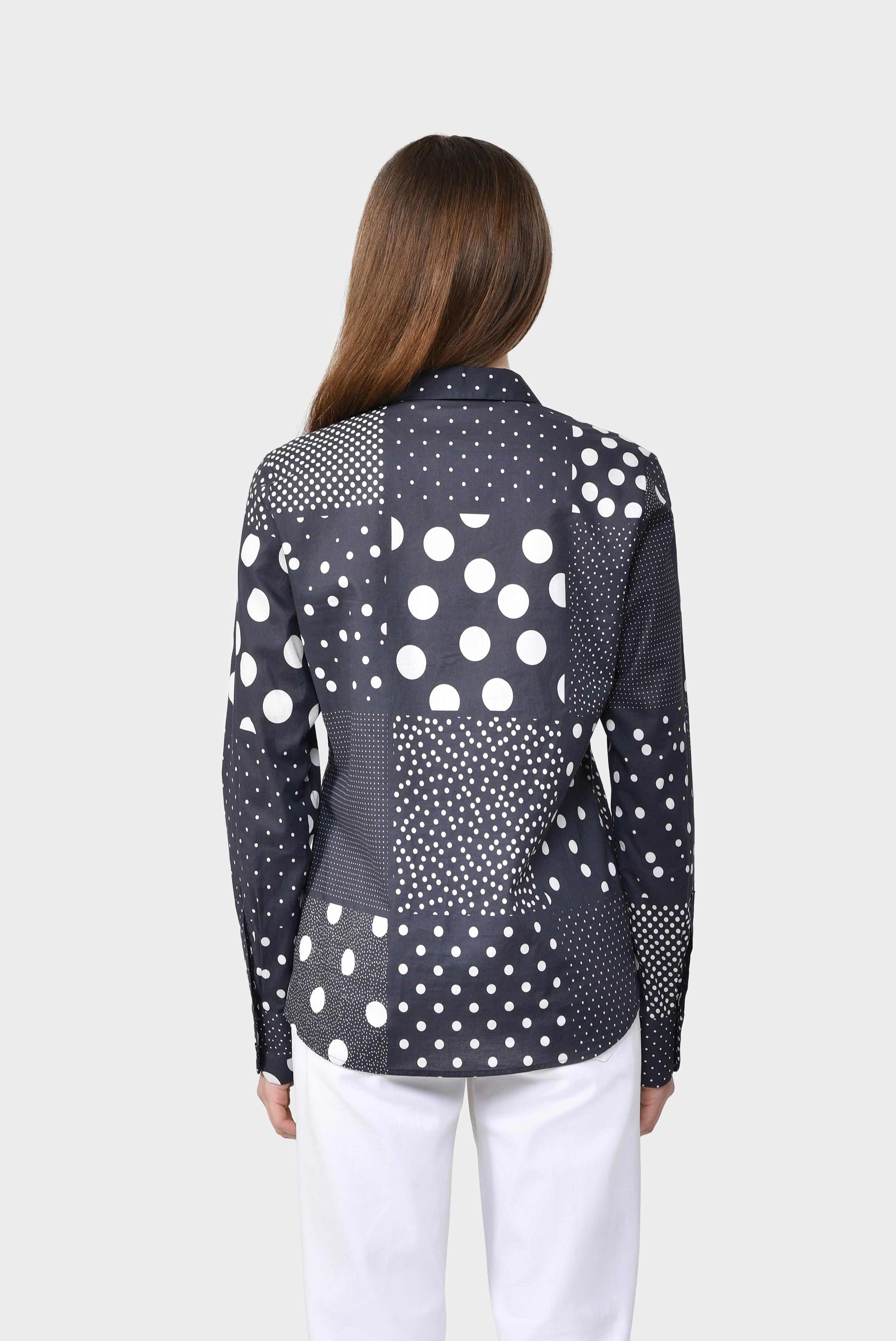 Casual Blouses+Shirt blouse with patchwork dot print blue+05.511Z..170257.790.36