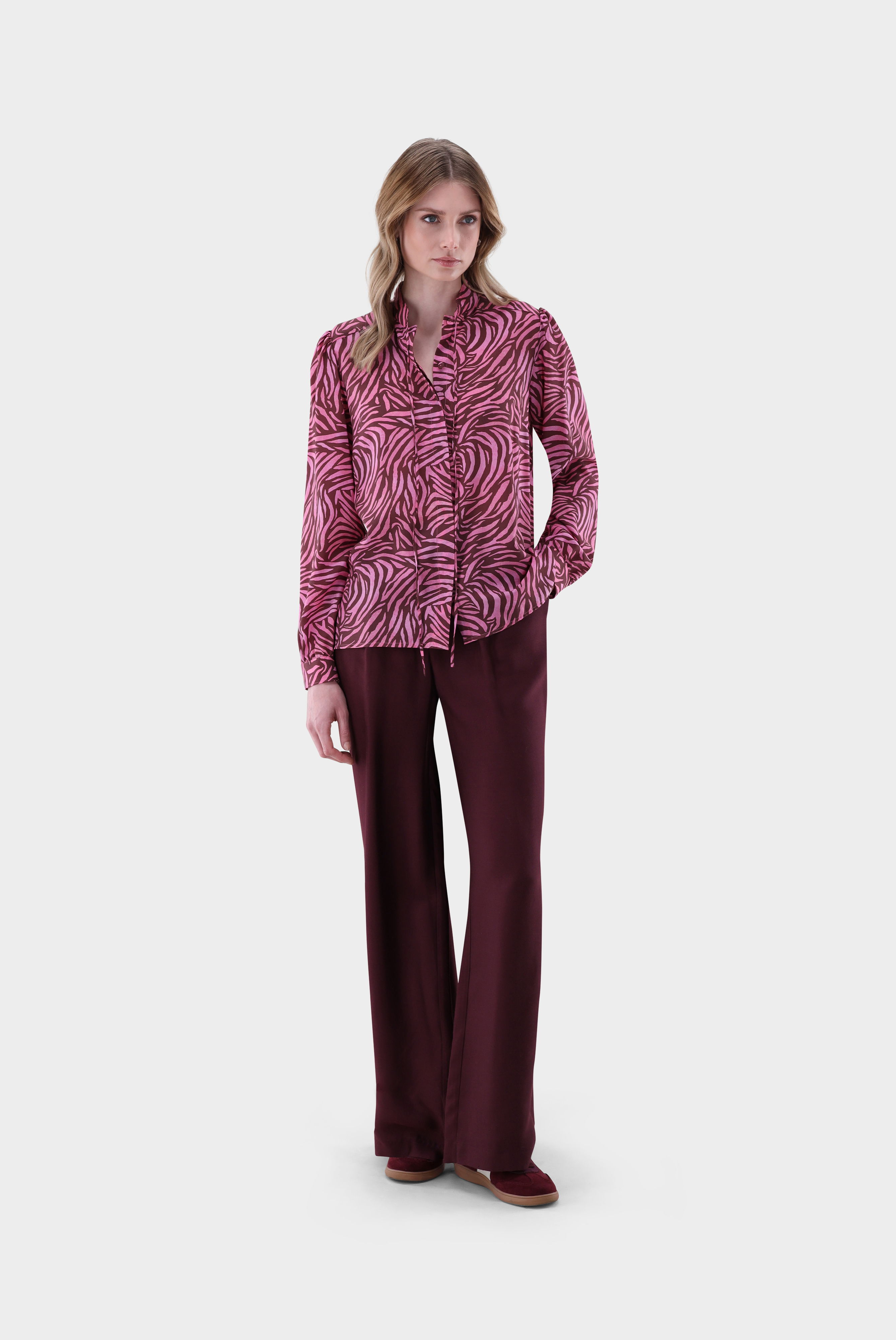 Stehkragenbluse mit Zebra Druck günstig online kaufen