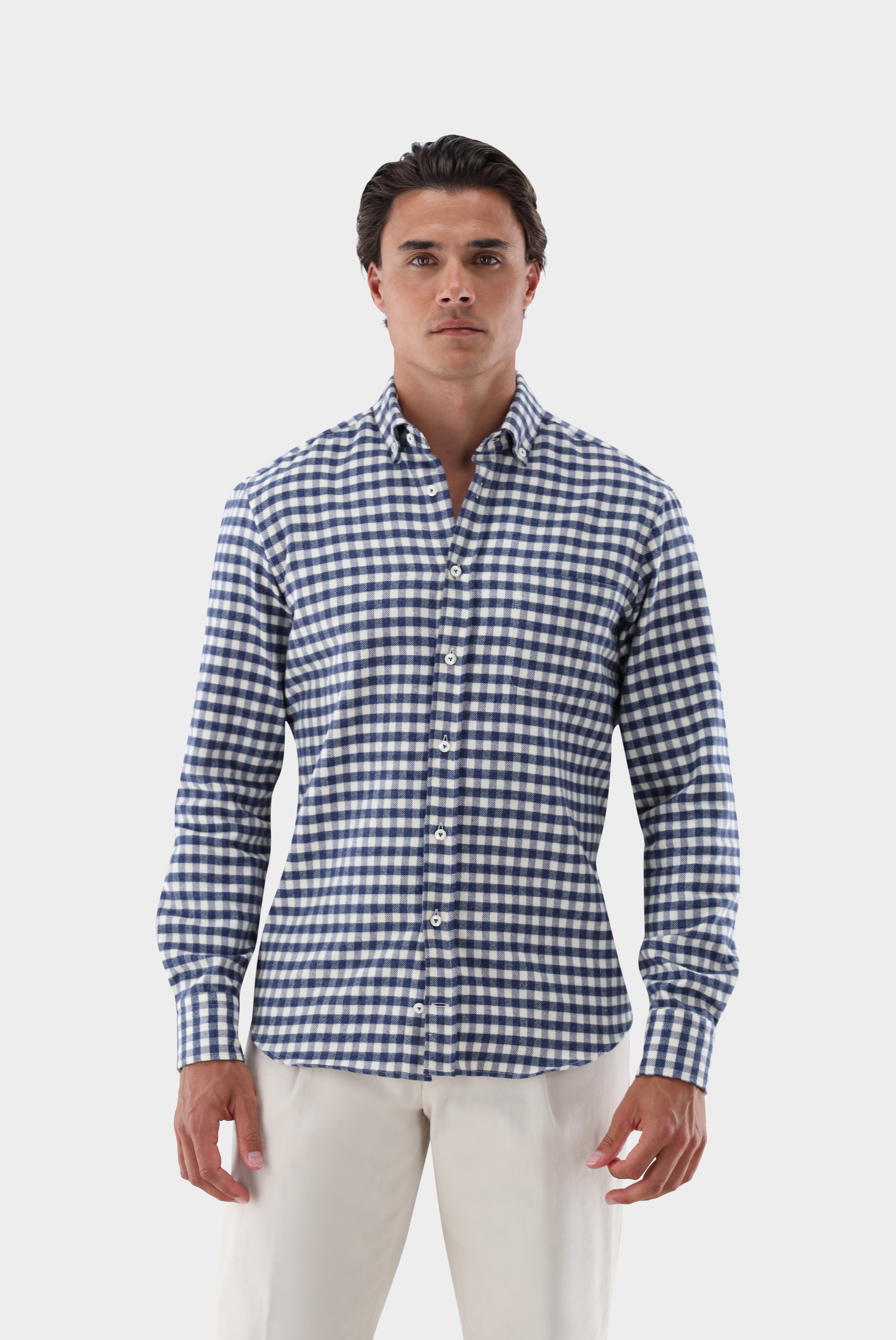 Kariertes Flanellhemd mit Button-Down-Kragen