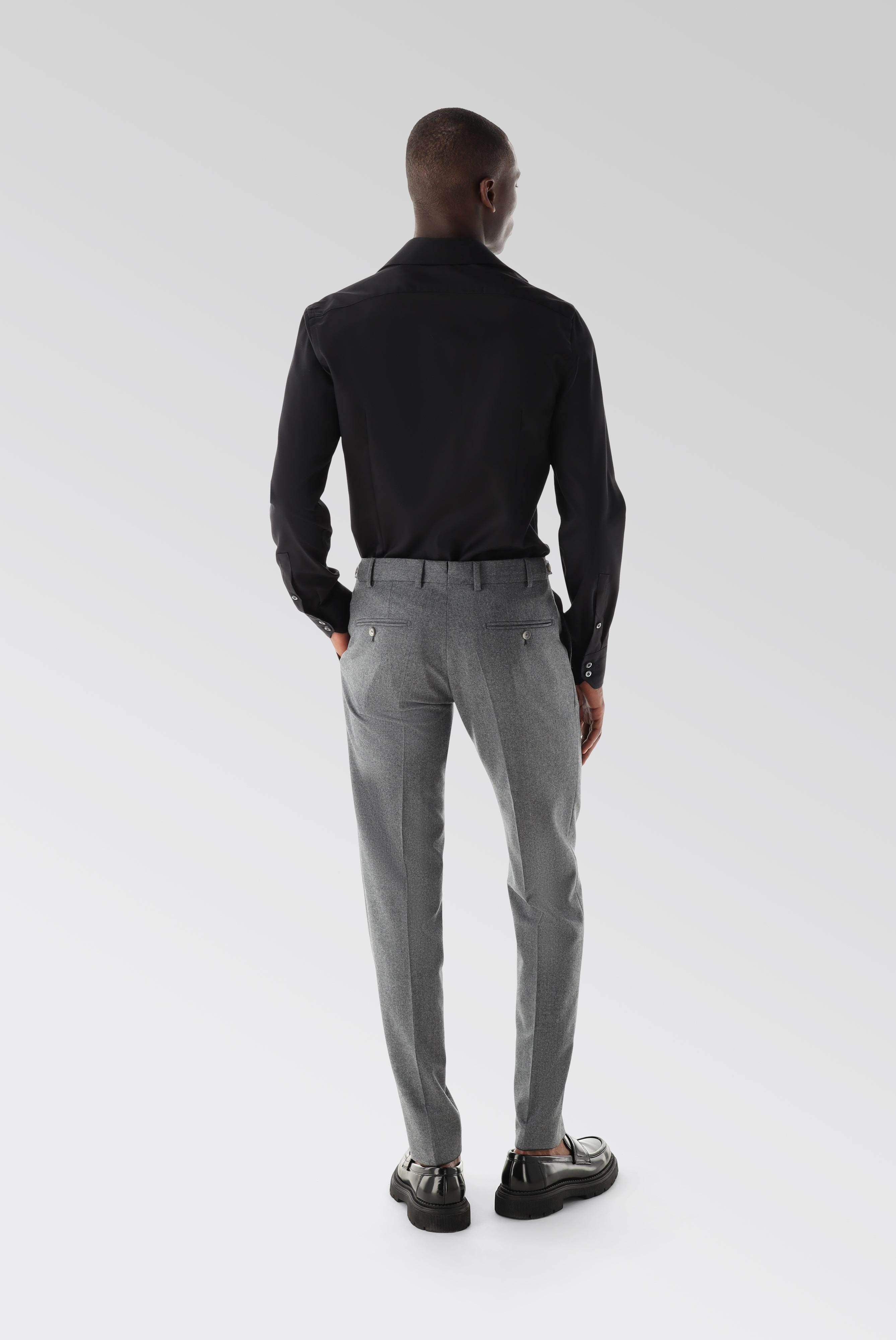 Jeans & Hosen+Hose mit Bundfalte aus Woll-Flanell Slim Fit+20.7854.16.H00029.040.50