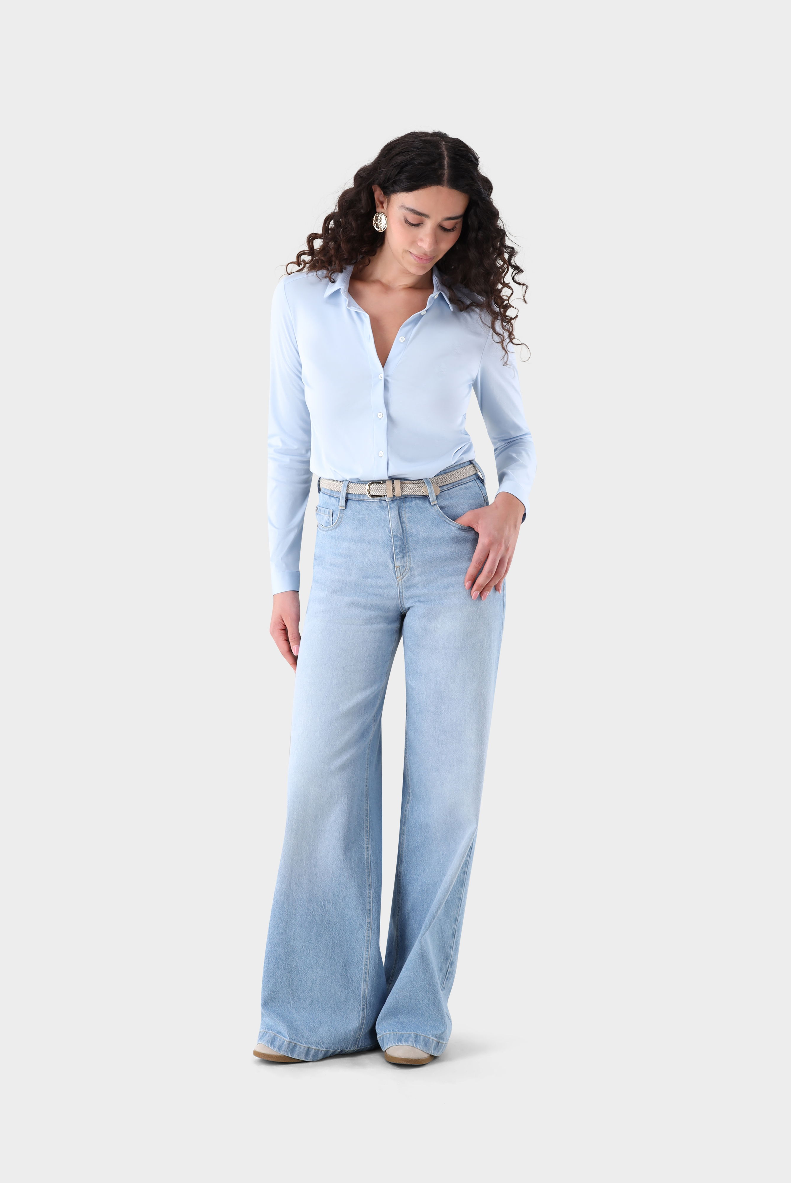 Hemdbluse aus Jersey tailliert günstig online kaufen