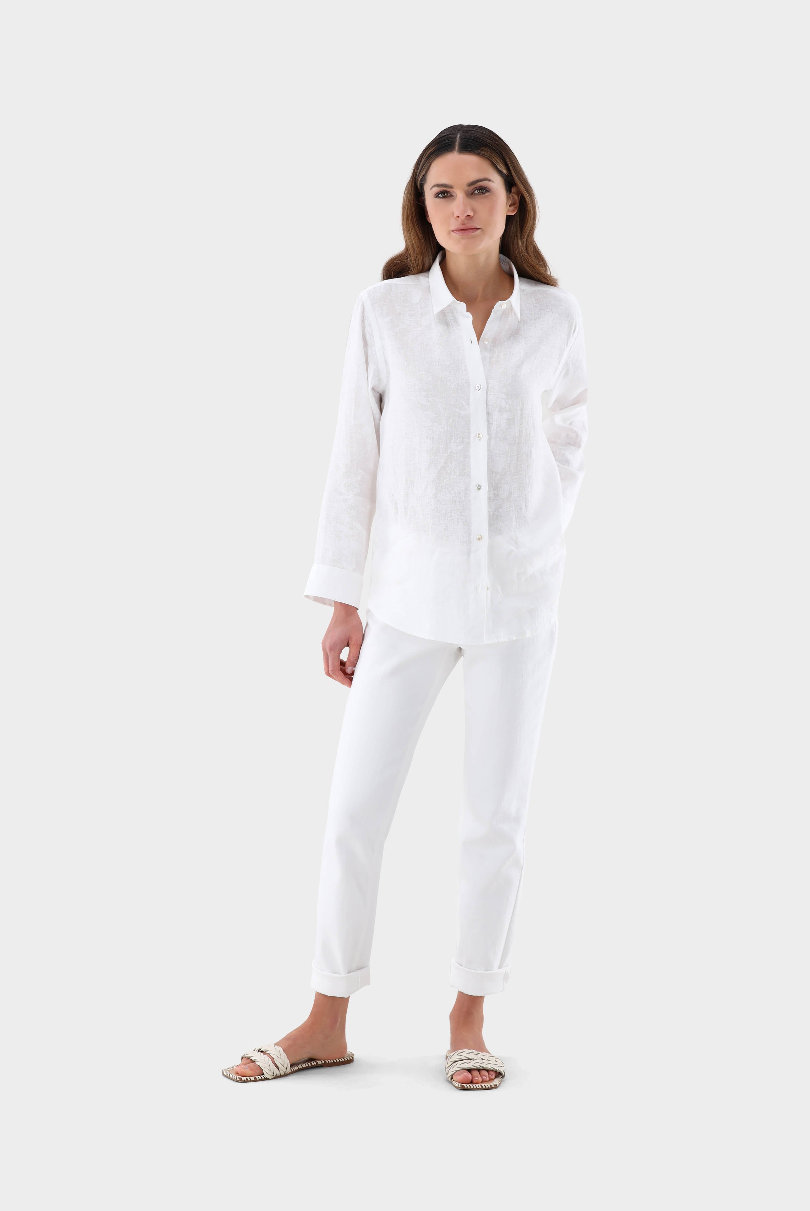 Casual Blouses+Linen shirt blouse with tonal print+05.528R.P8.170345.000.32