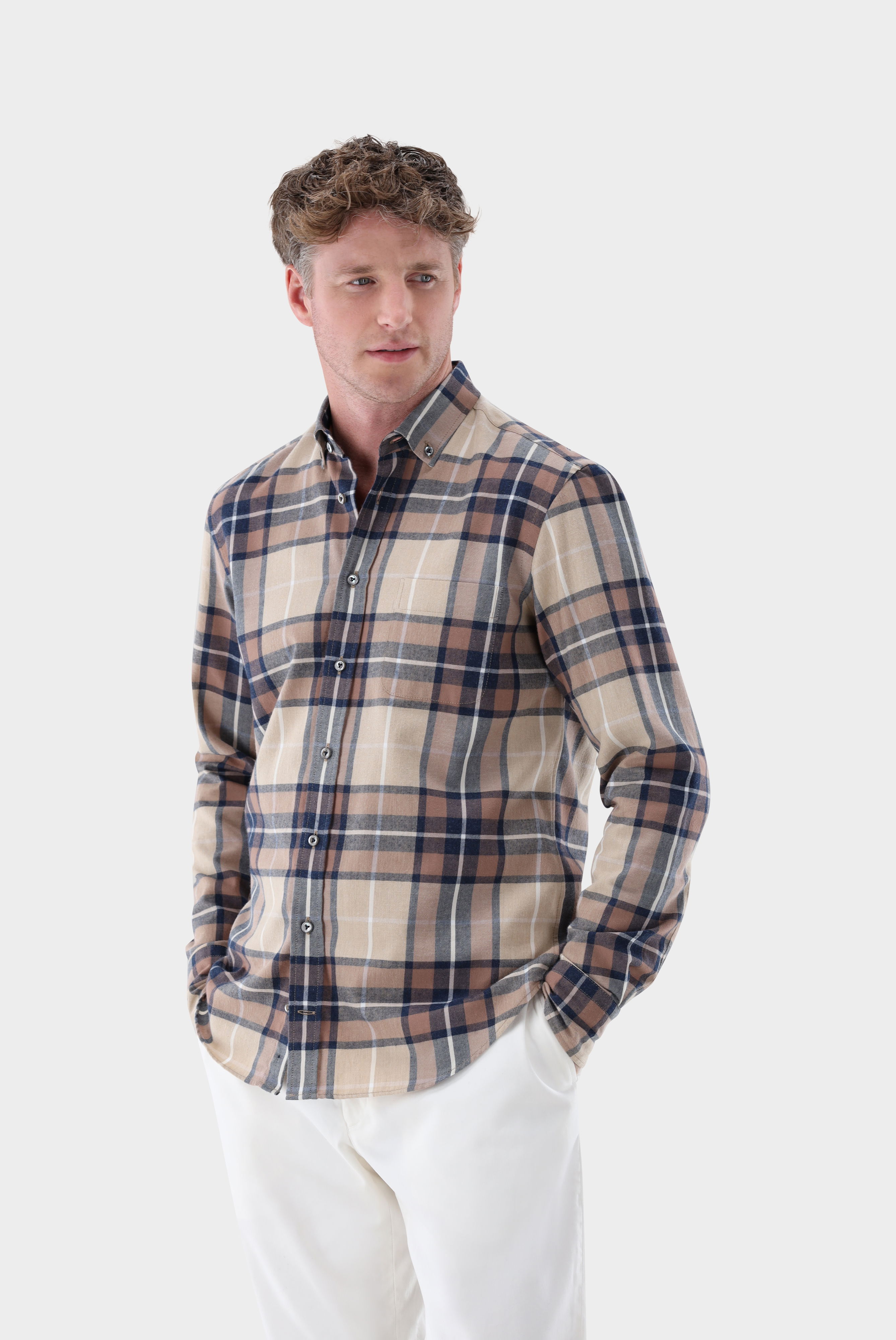 Kariertes Flanellhemd Tailor Fit