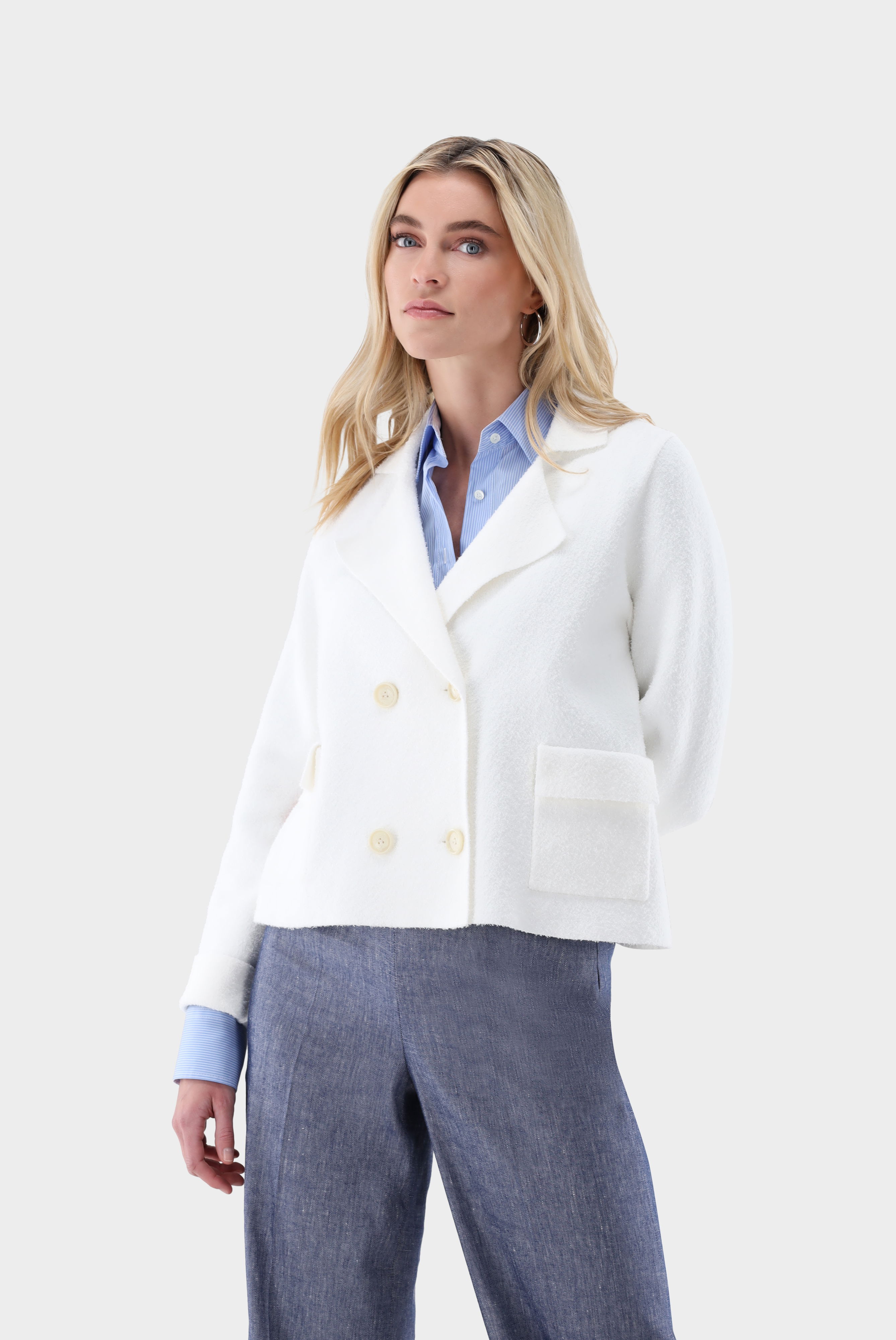 Pea coat made of bouclé knit