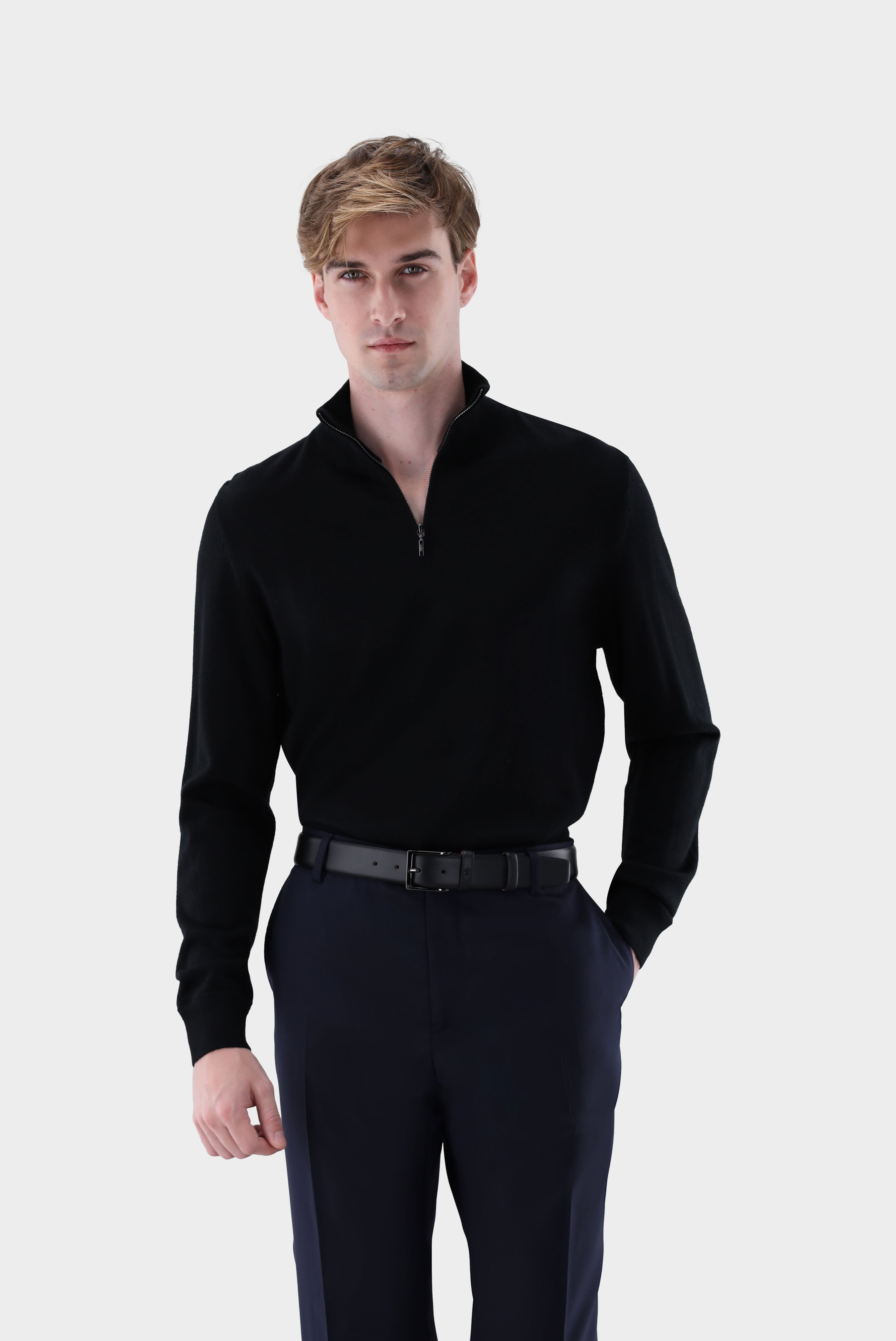 Troyer aus merzerisierter Merinowolle mit Farbdetail