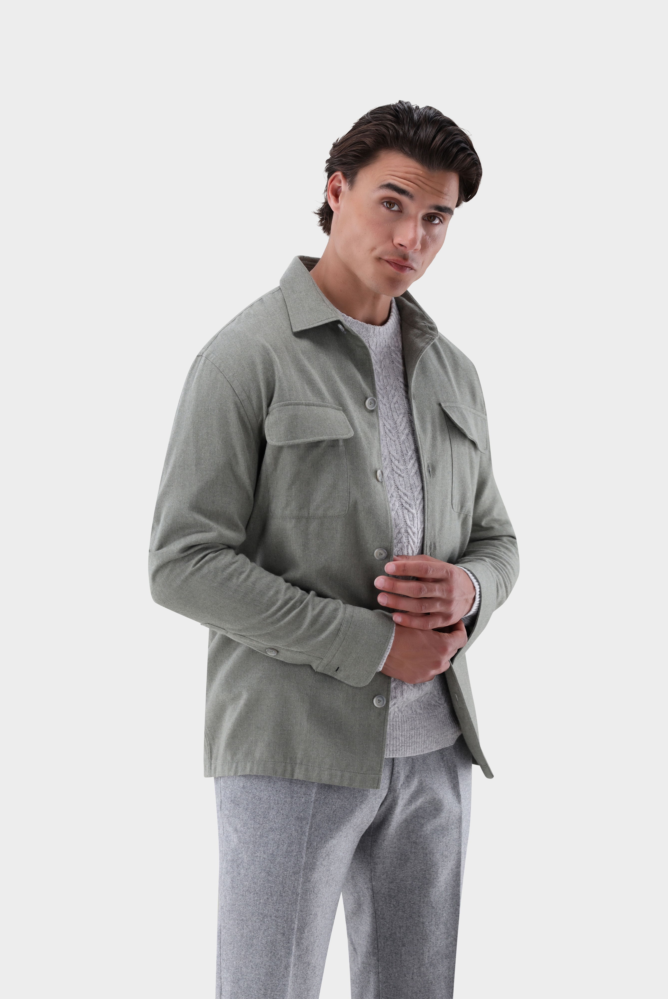 Hemdjacke unifarben mit Brusttaschen