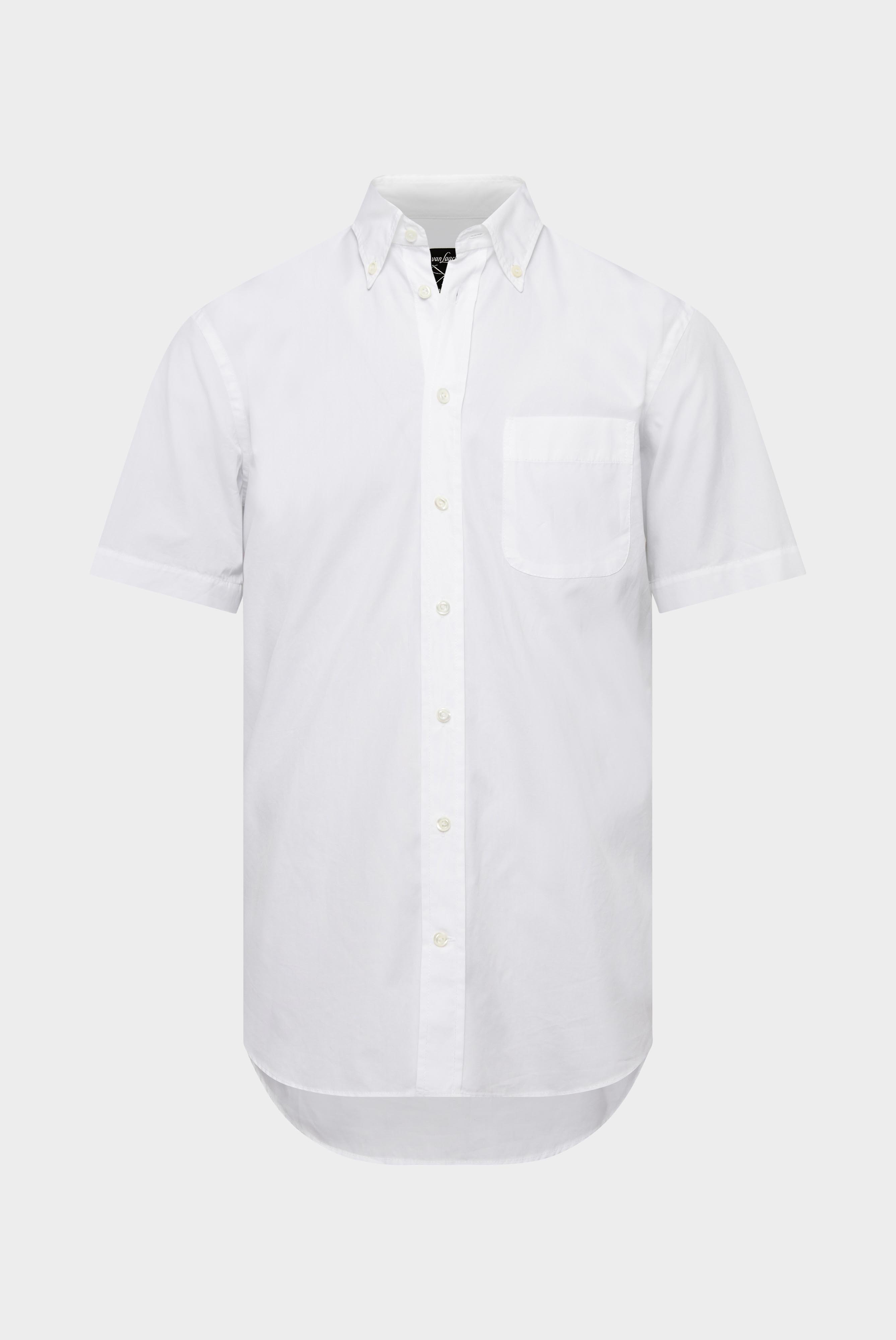 Short-sleeved shirt in dark cotton poplin