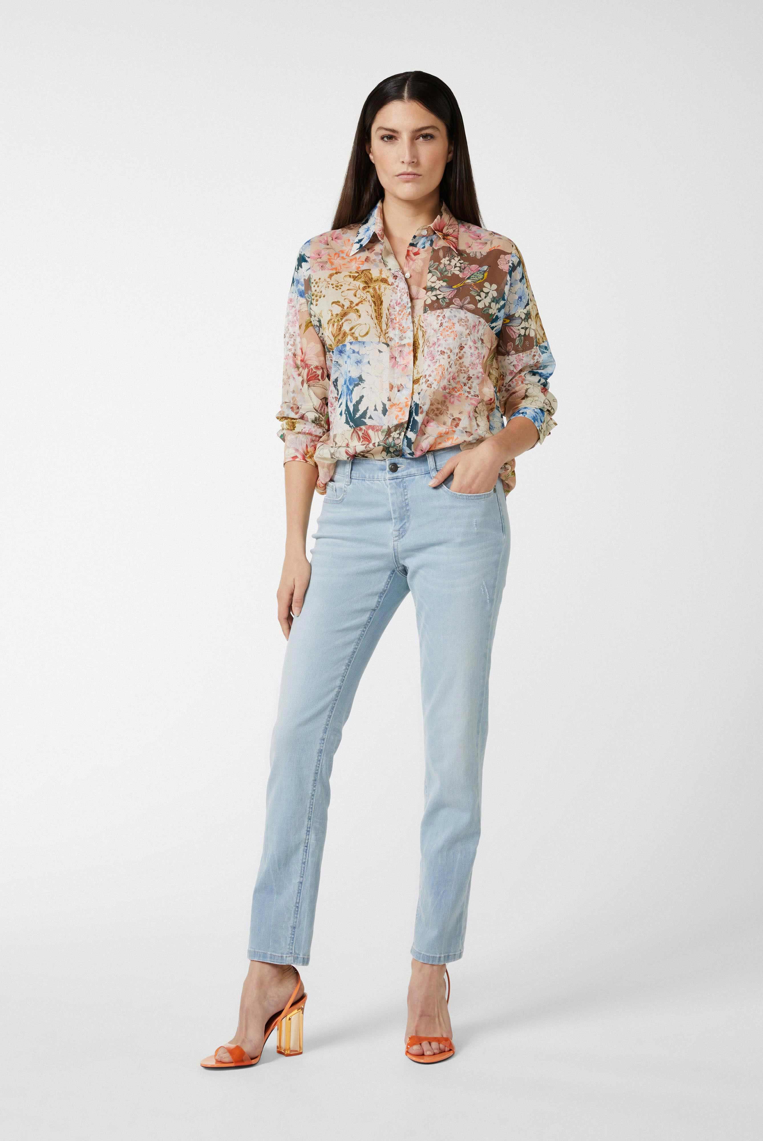 Casual Blouses+Shirt Blouse with Patchwork Flowerprint+05.521N.07.170157.115.42