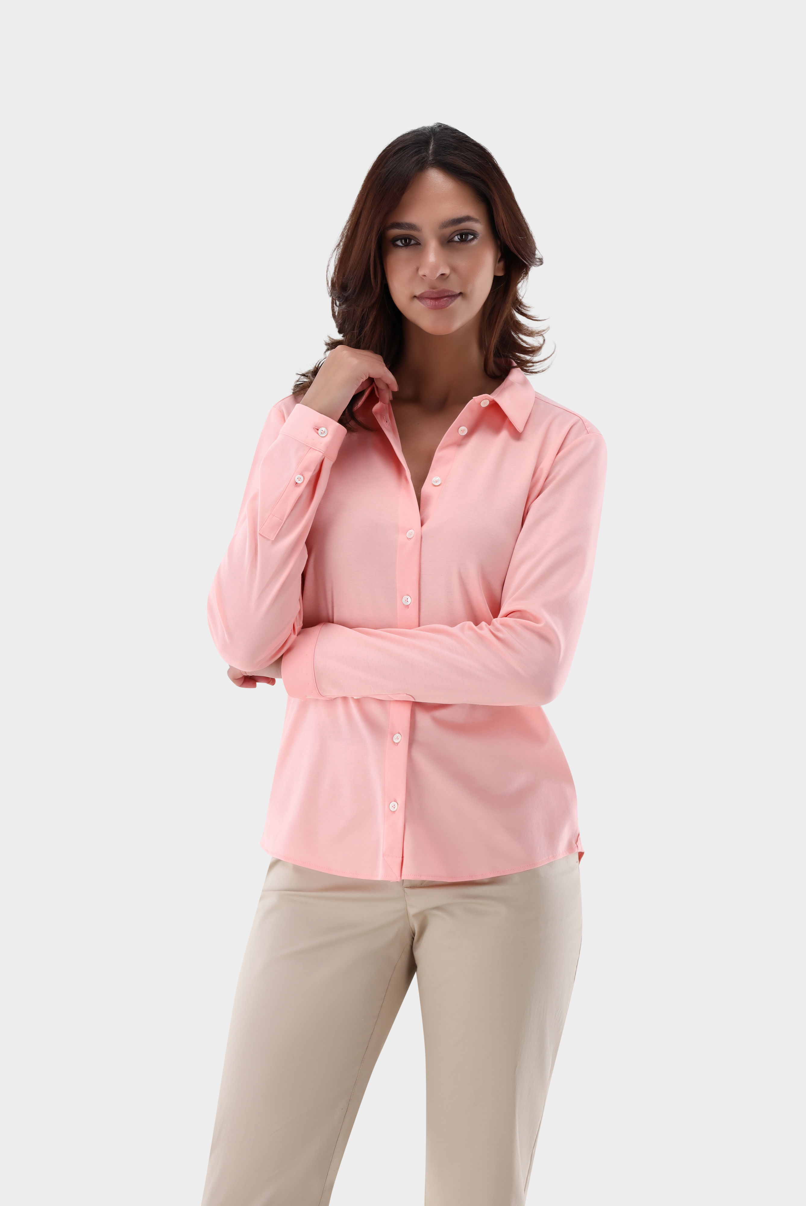 Hemdbluse aus Jersey tailliert