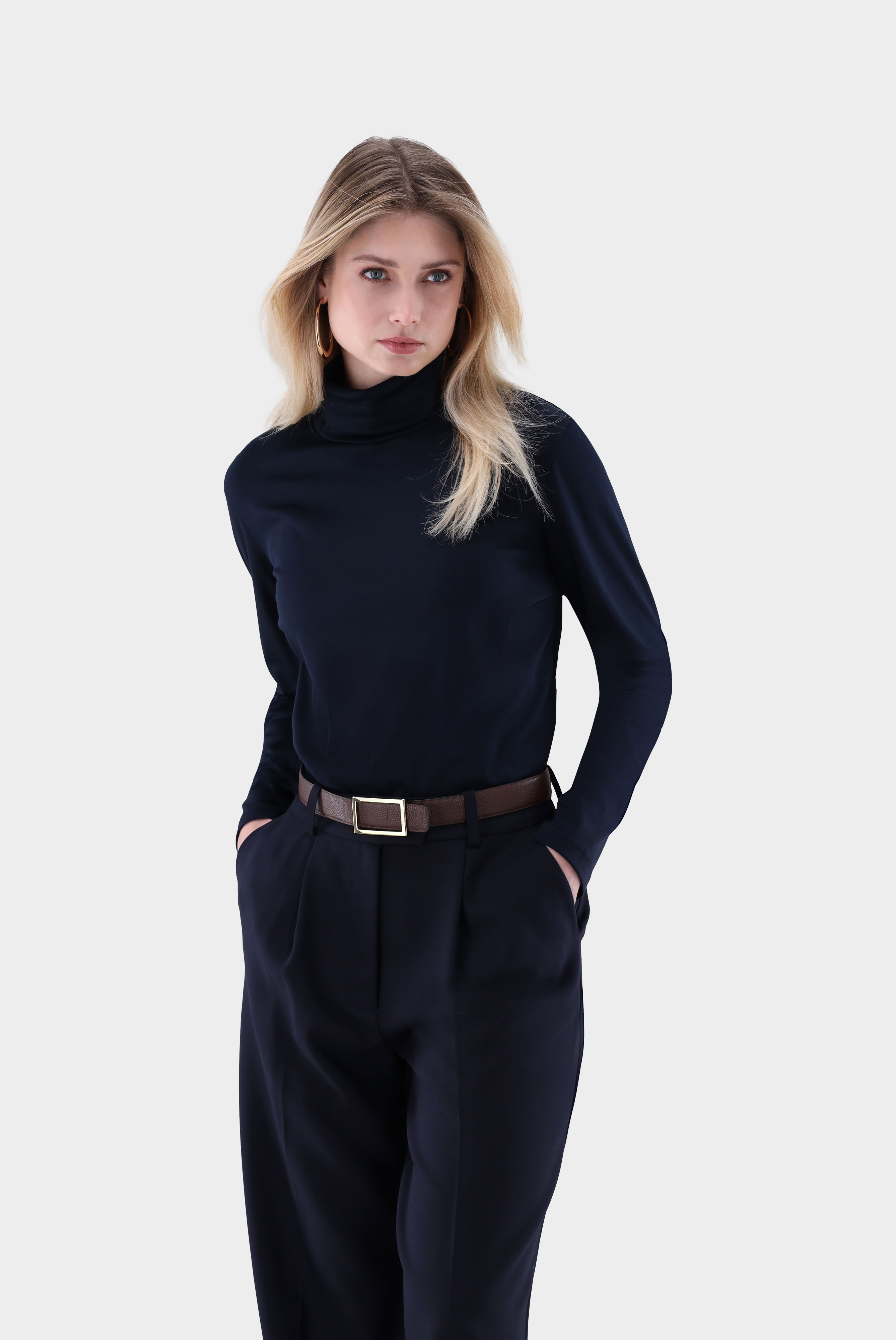 Rollkragenpullover aus Schweizer Baumwolljersey