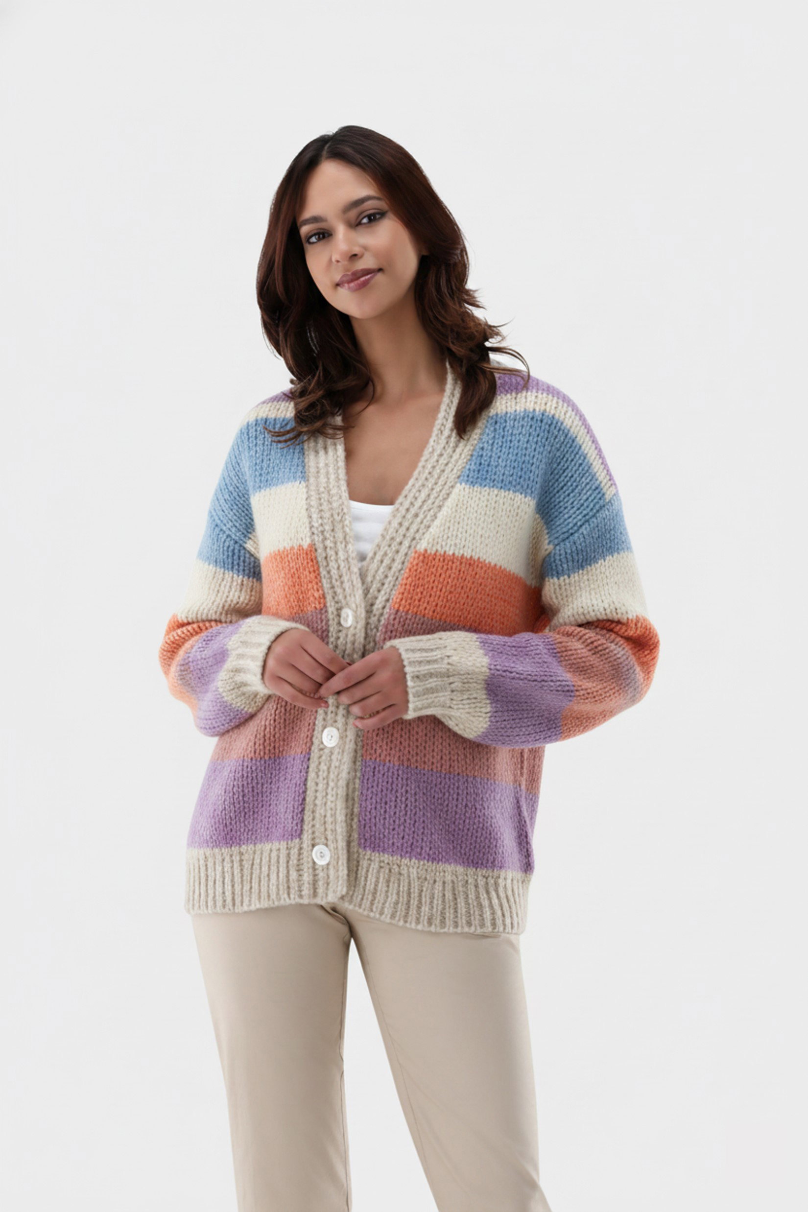 Strickjacke bunt mit lockerer Passform