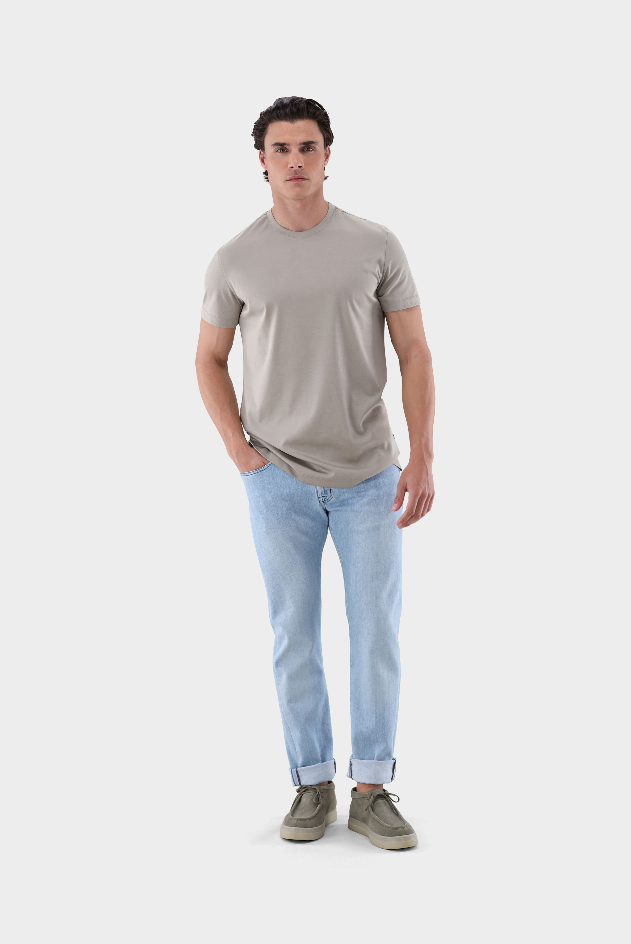 Rundhals Jersey T-Shirt Slim Fit günstig online kaufen