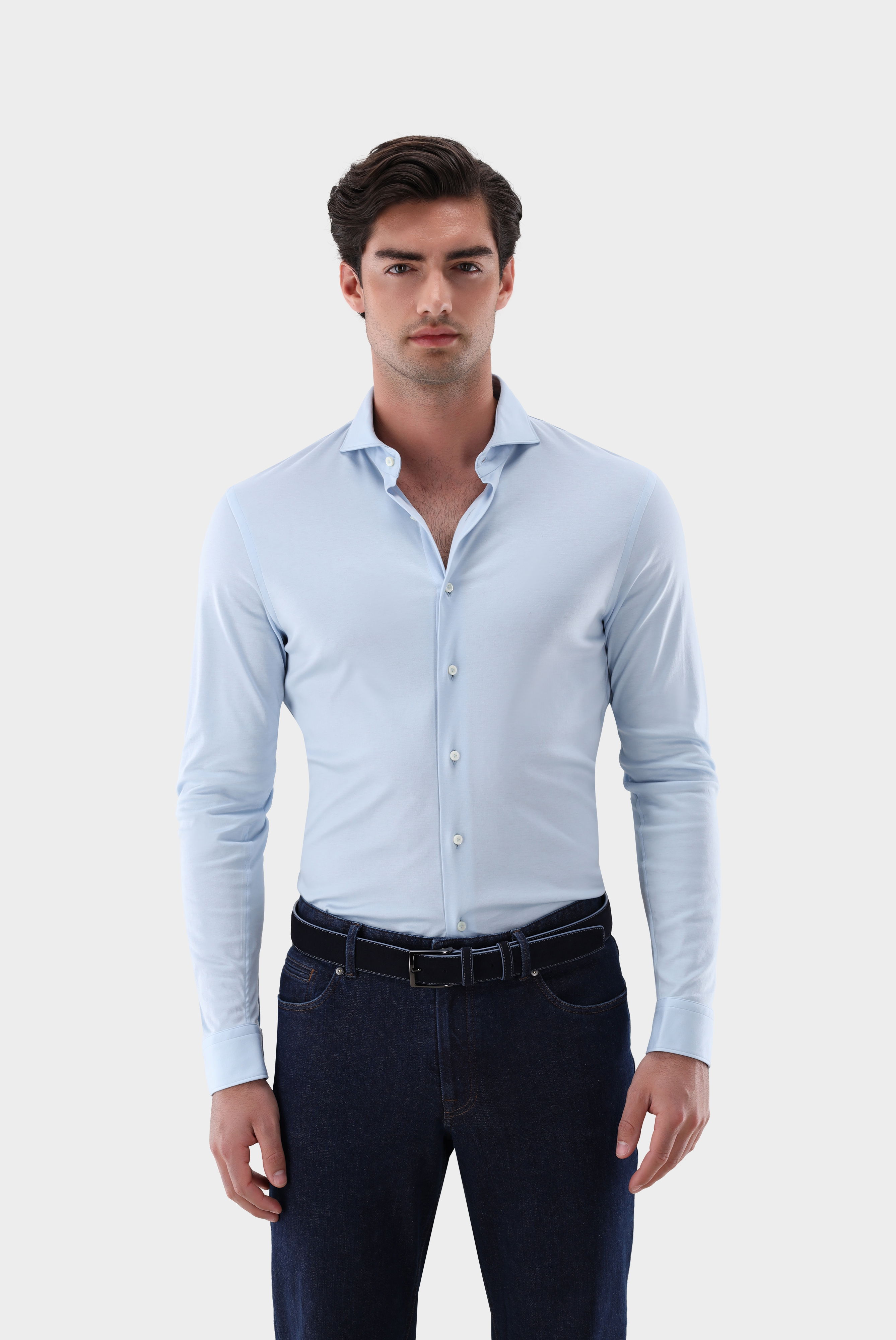 Jerseyhemd aus Schweizer Baumwolle Slim Fit