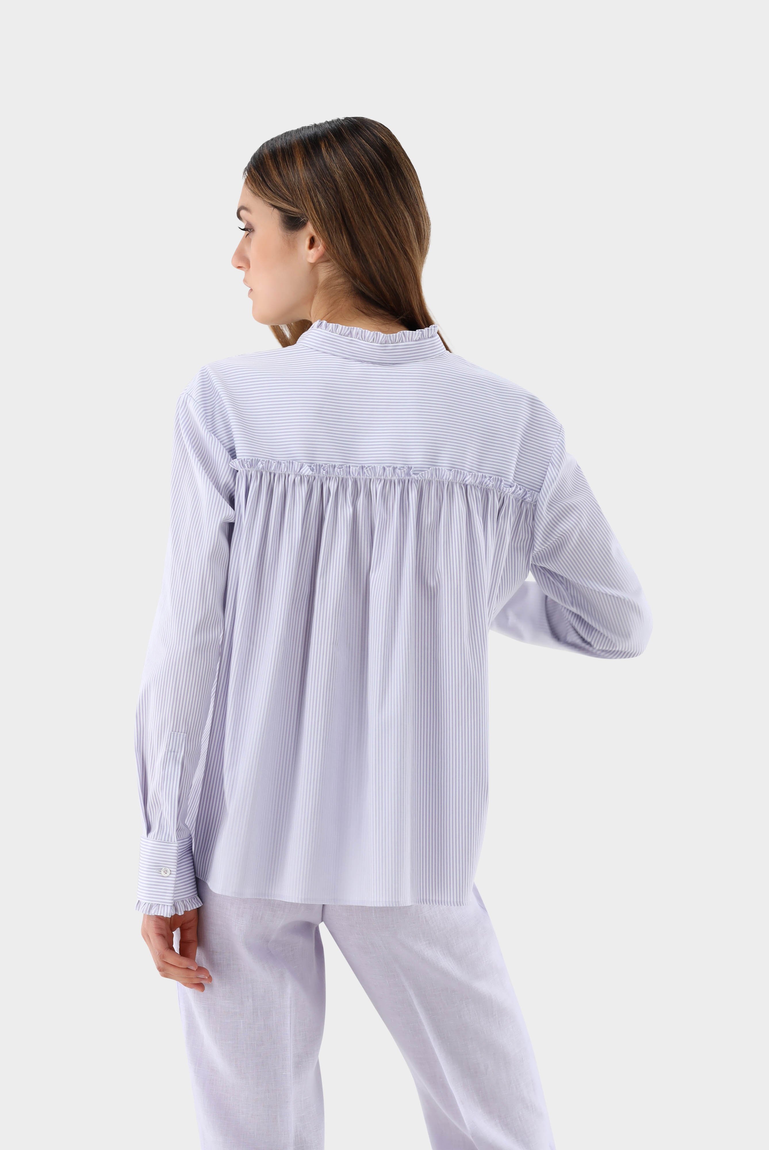 Casual Blouses+Standup Collar Blouse with Ruffles and Stripes+05.529B..171869.620.34