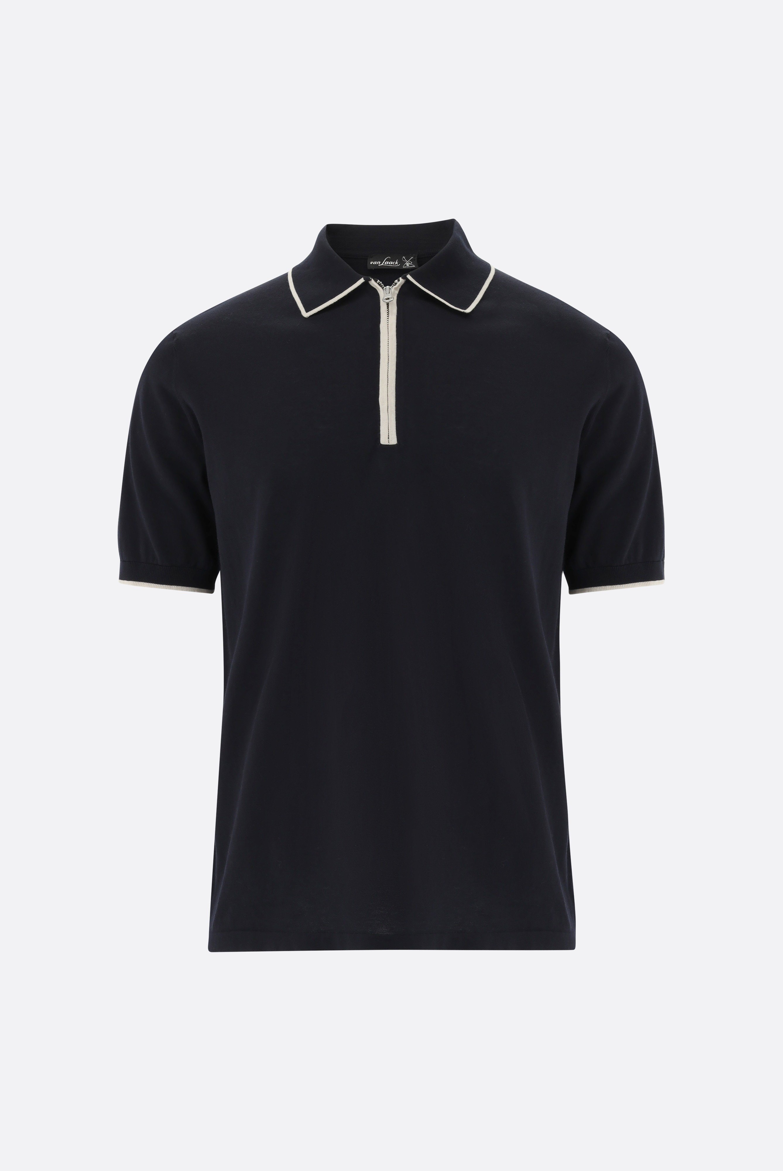 Poloshirts+Gestricktes Zip Polo Shirt aus Air Cotton+82.8647.S7.S00174.795.M