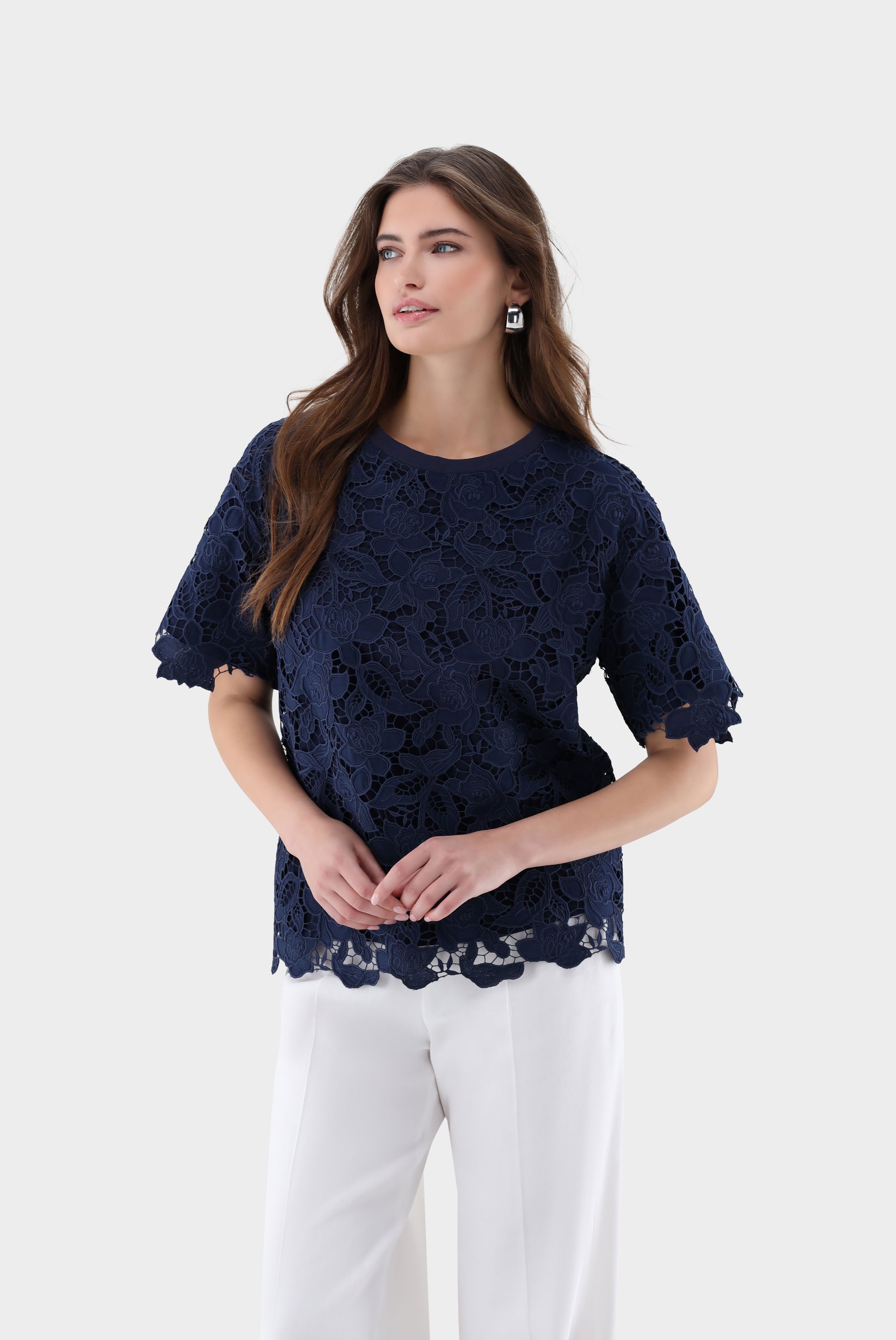 T-Shirt aus Spitze locker geschnitten